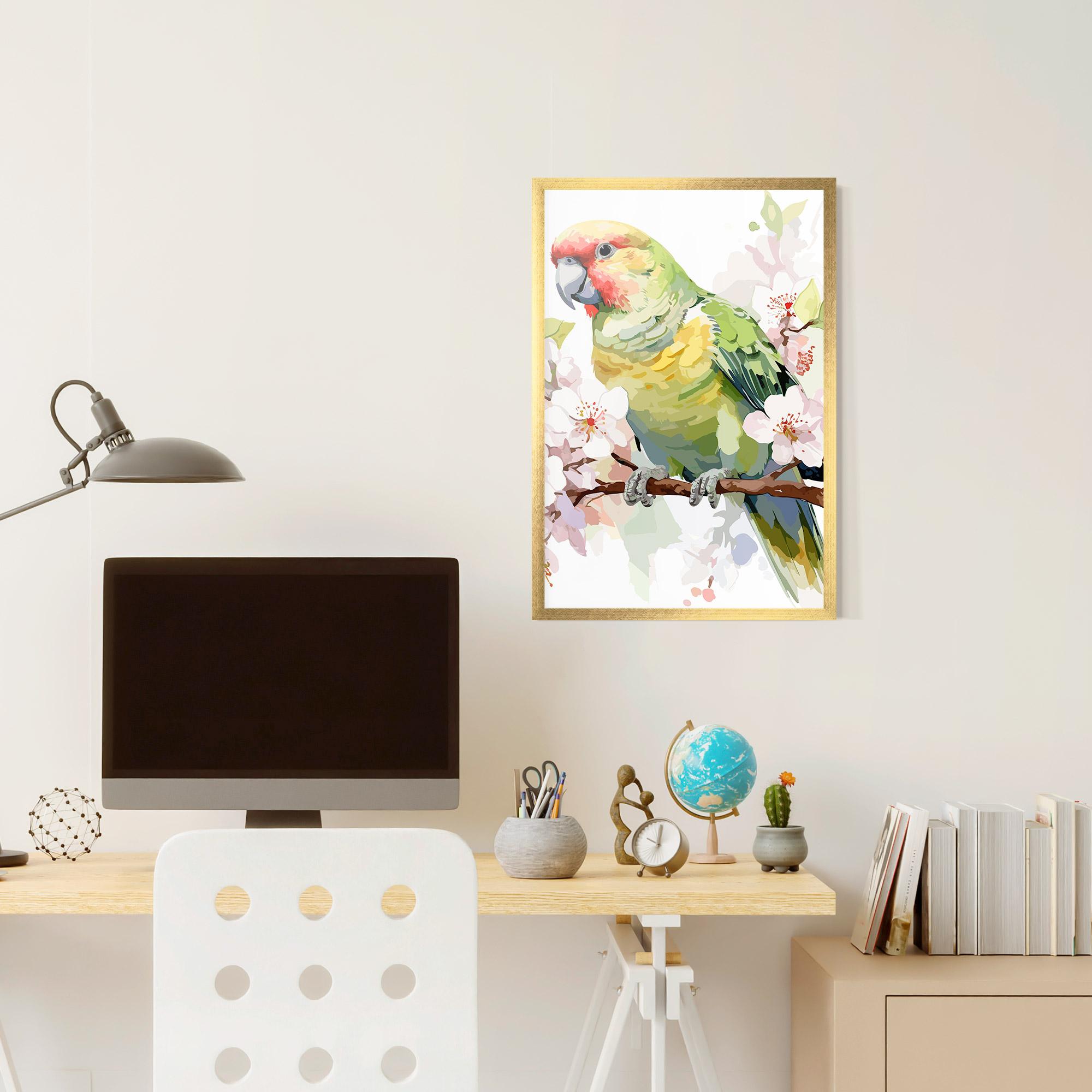 Plakat w Ramie Cute Green Parrot mockup 6