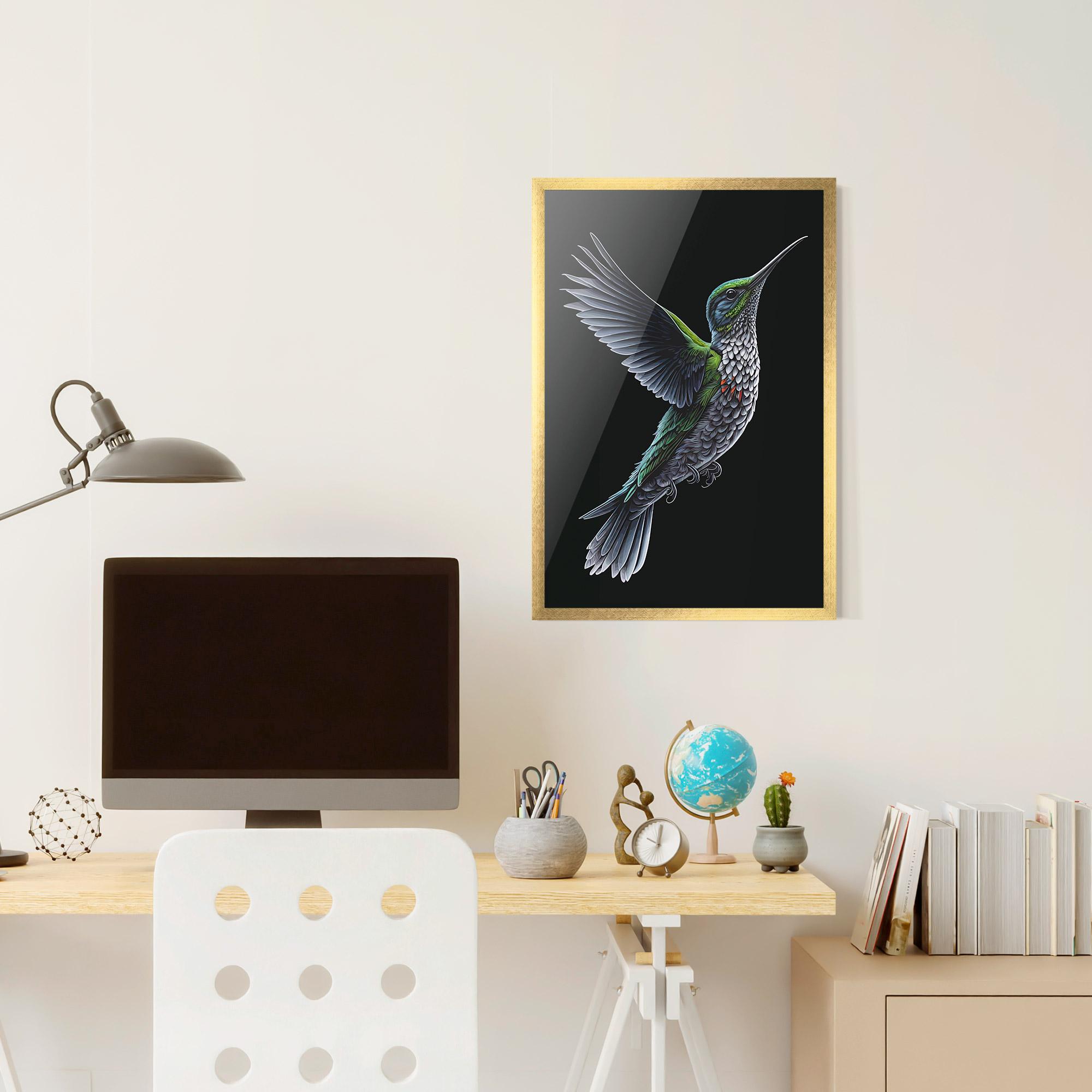 Plakat w Ramie Green Hummingbird mockup 6