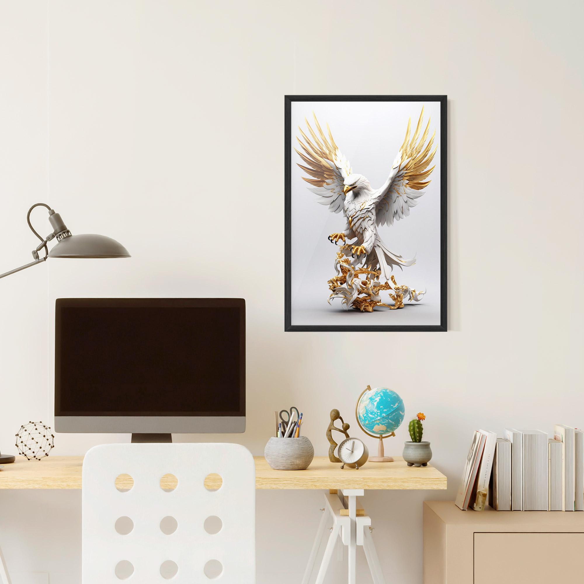 Plakat w Ramie Gold 3d Eagle mockup 6