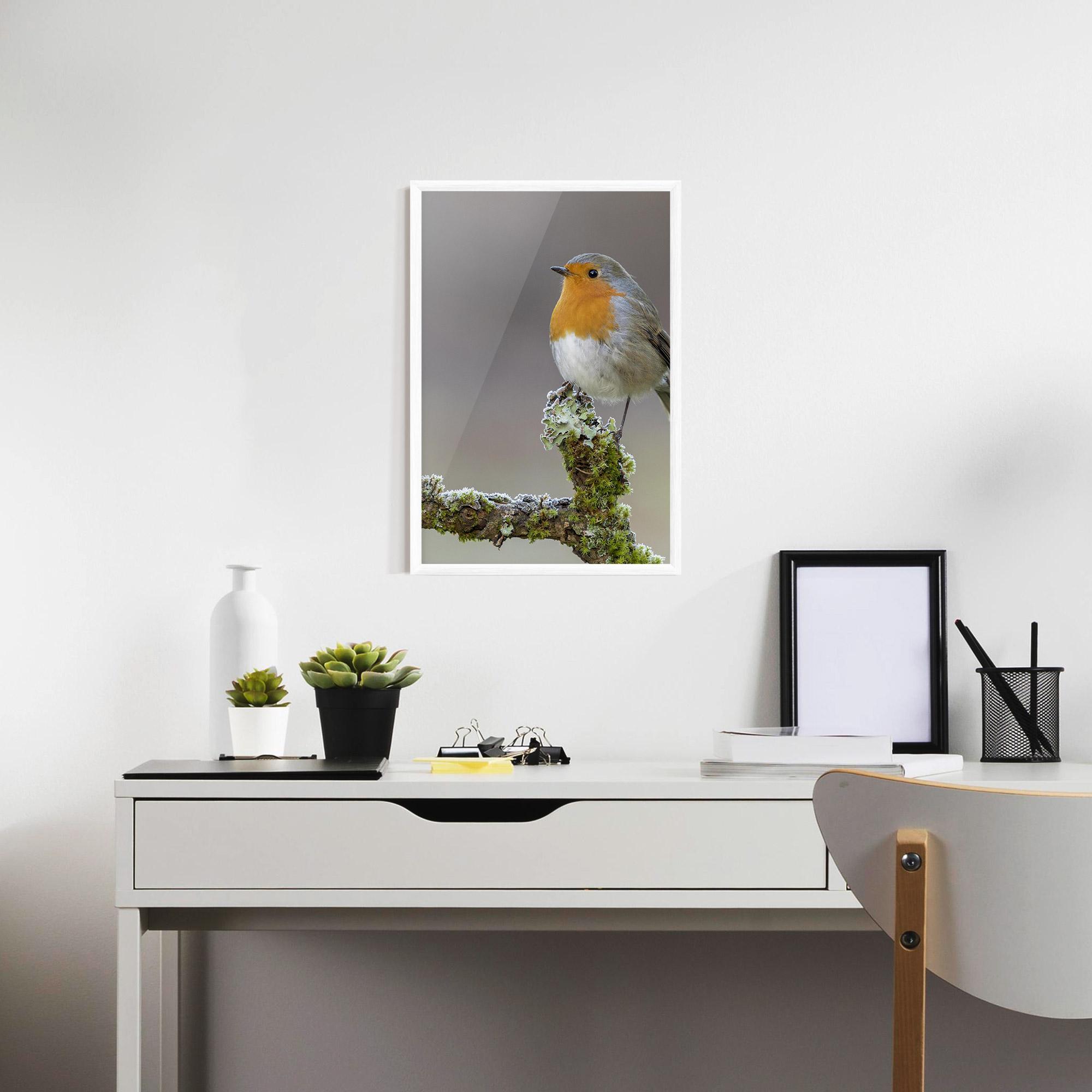 Plakat w Ramie Erithacus Bird mockup 7