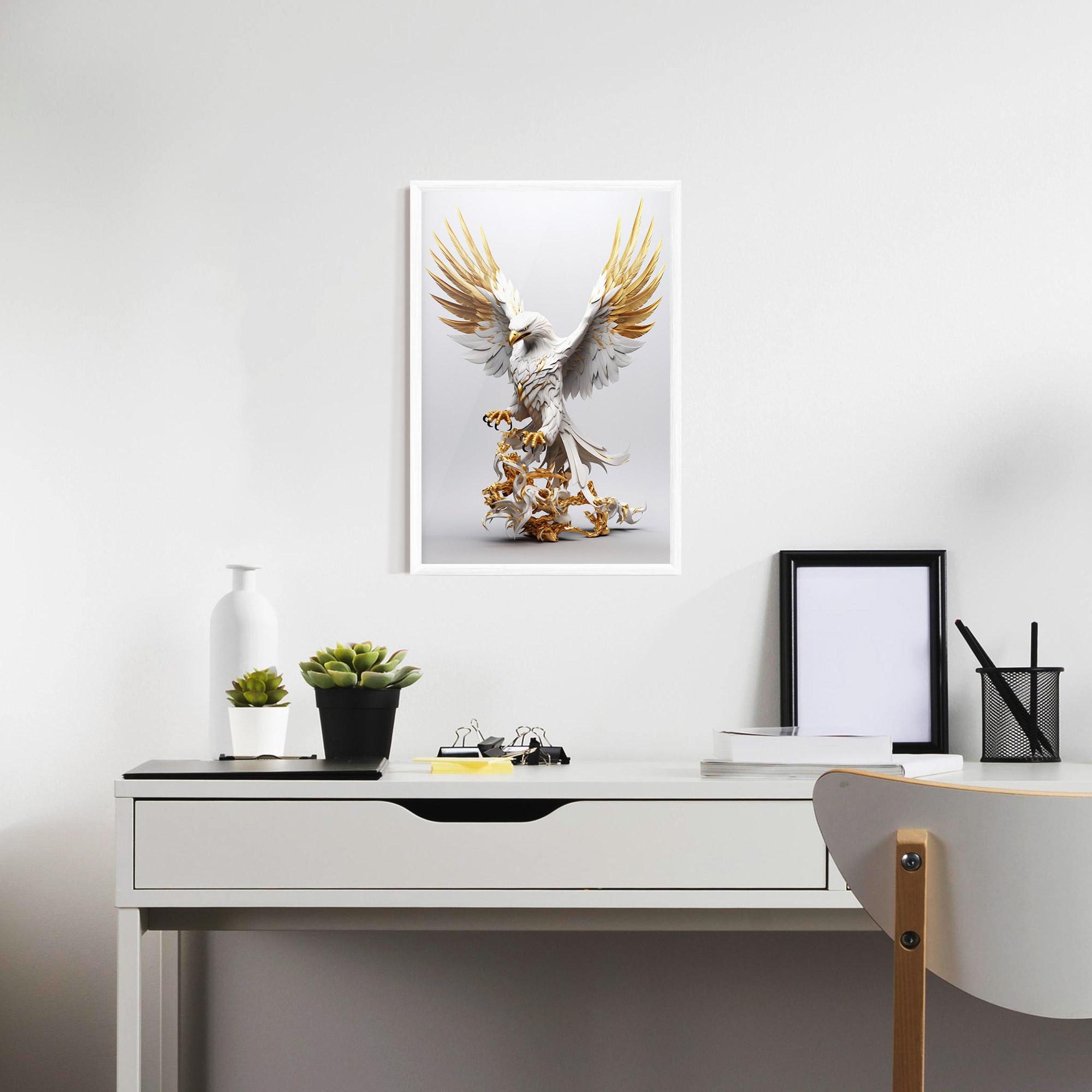 Plakat w Ramie Gold 3d Eagle mockup 7