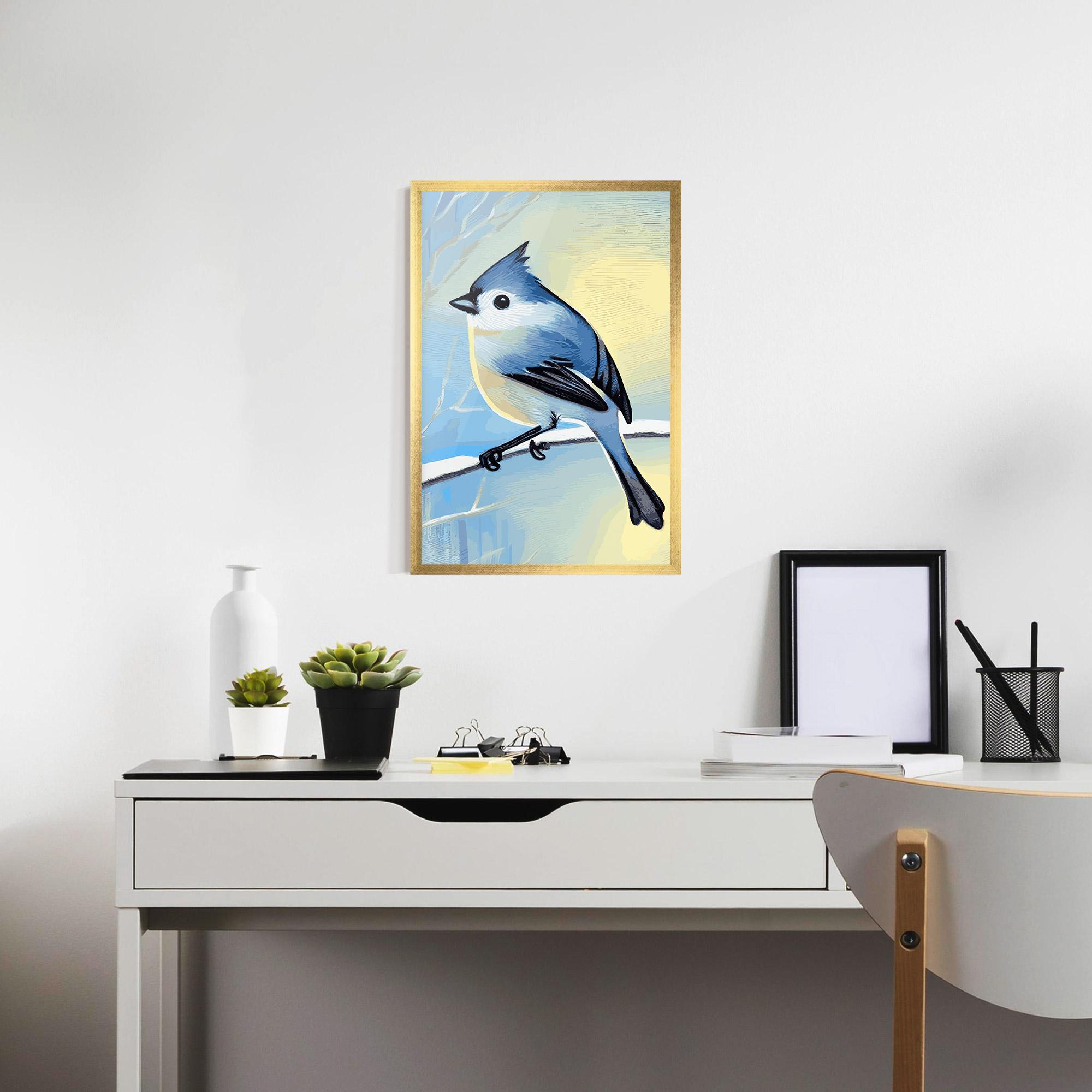 Plakat w Ramie Bird Winter Painting mockup 7