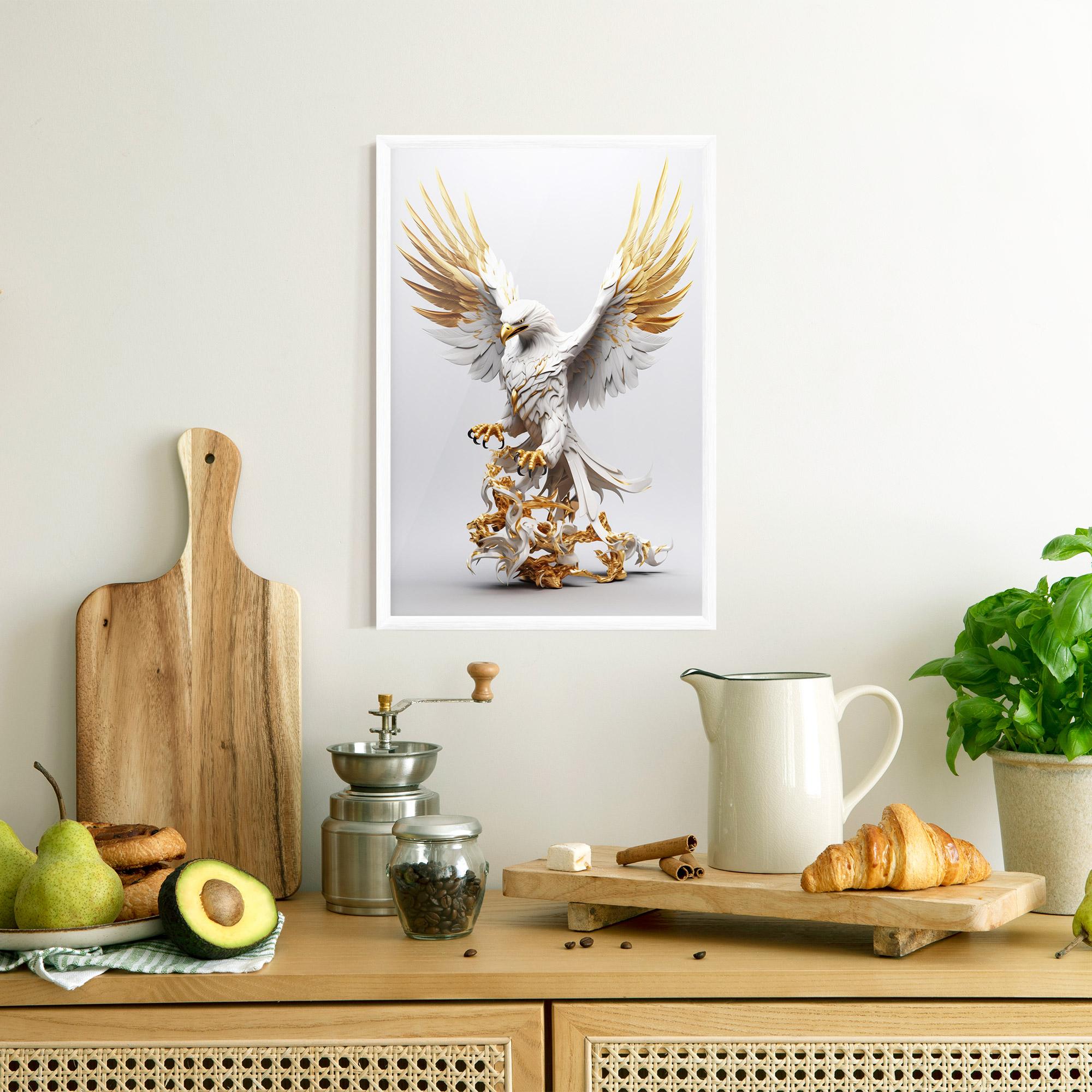 Plakat w Ramie Gold 3d Eagle mockup 8