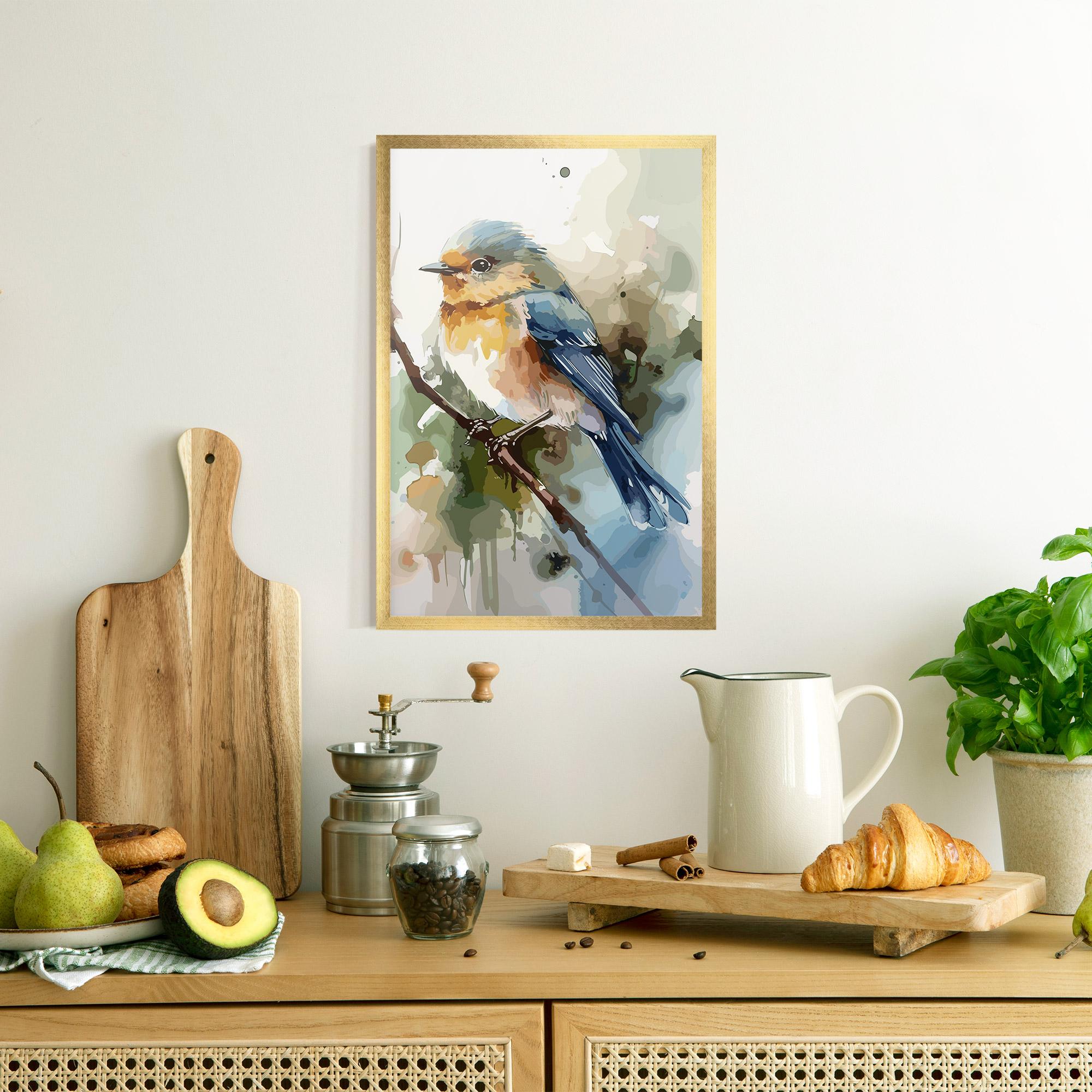 Plakat w Ramie Blue Pretty Bird mockup 8