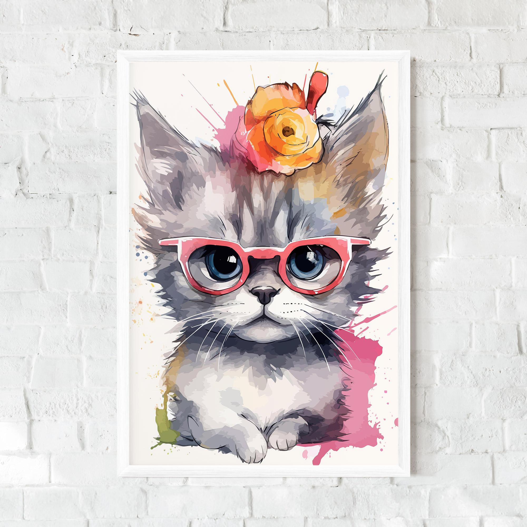 Plakat w Ramie Adorable Grey Cat mockup 0