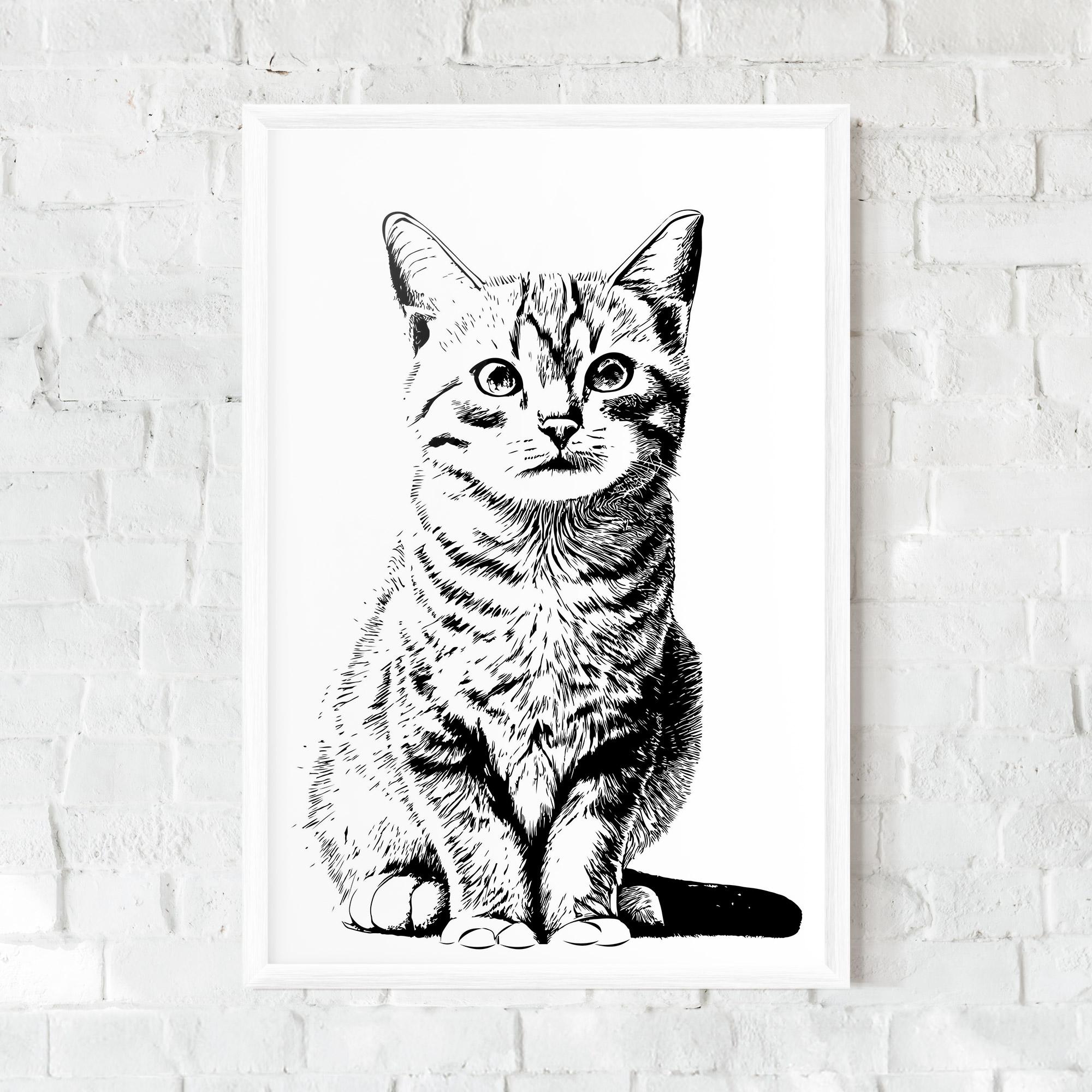 Plakat w Ramie Hand Drawn Cat mockup 0