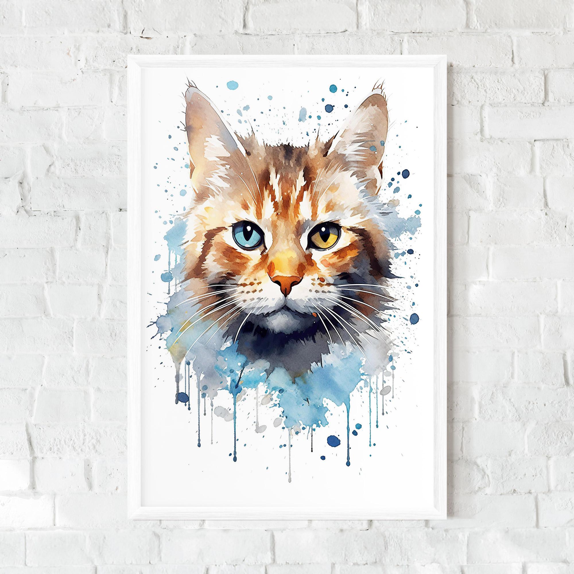 Plakat w Ramie Orange Blue Eyes Cat mockup 0
