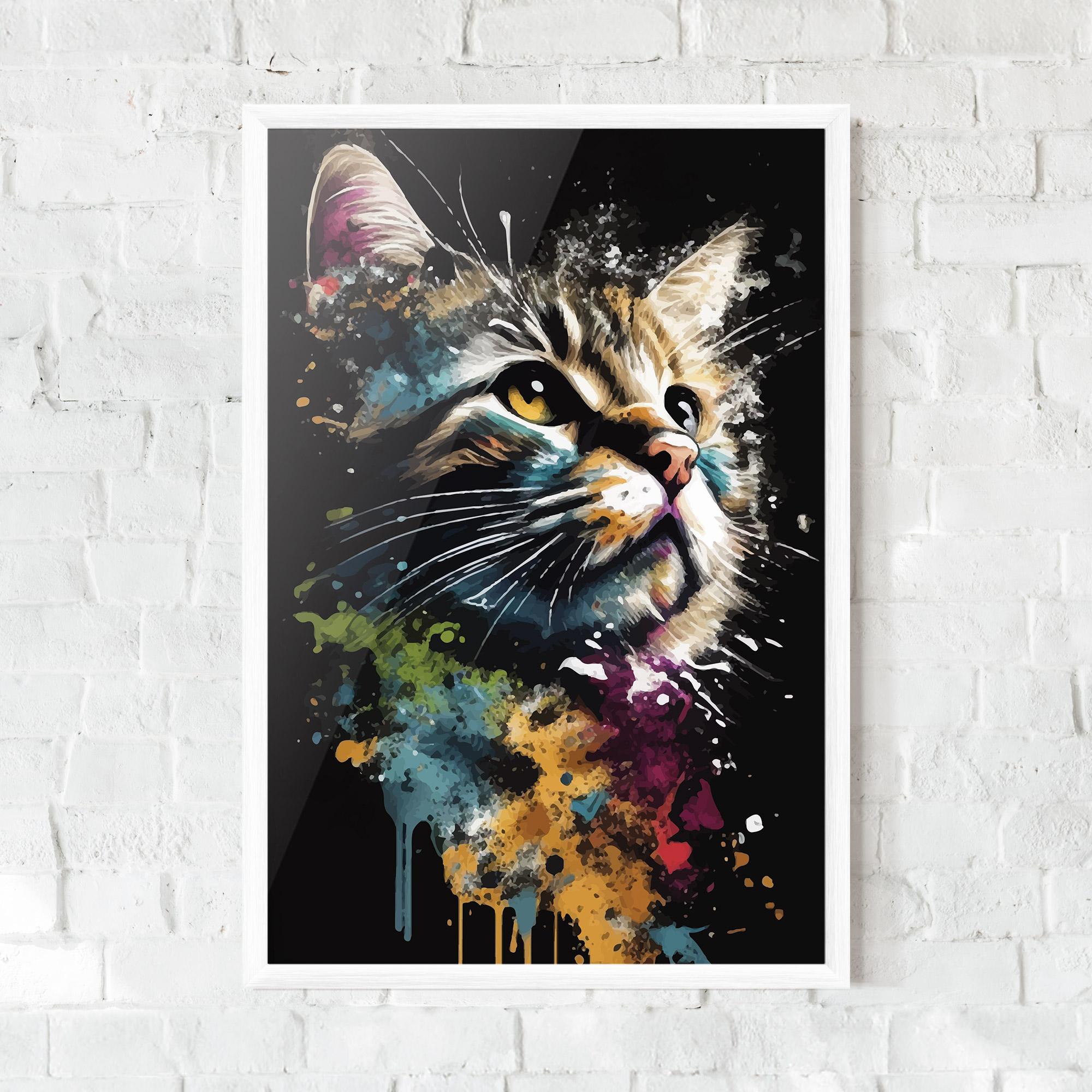 Plakat w Ramie Painted Cat mockup 0