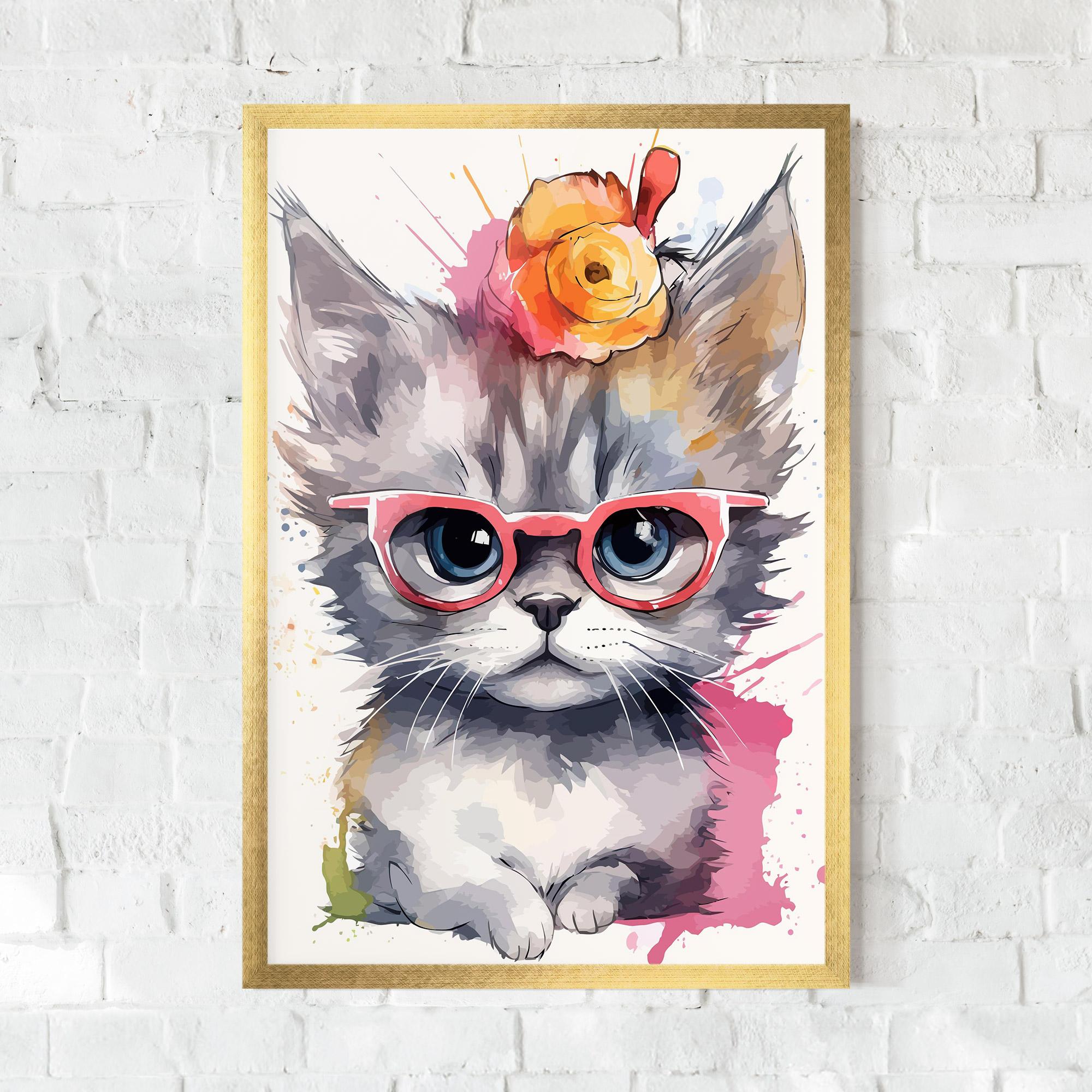 Plakat w Ramie Adorable Grey Cat mockup 0