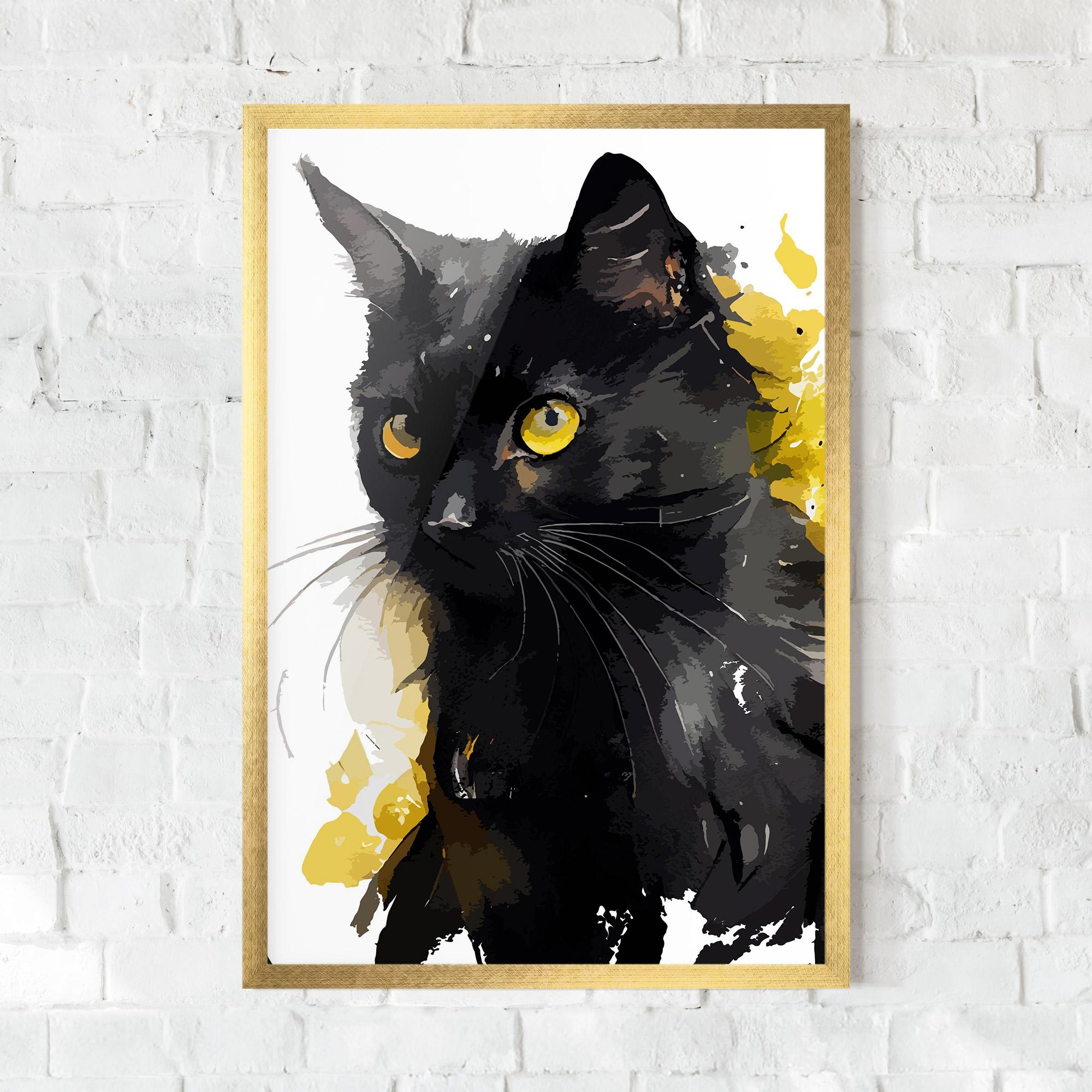 Plakat w Ramie Beautiful Black Cat mockup 0
