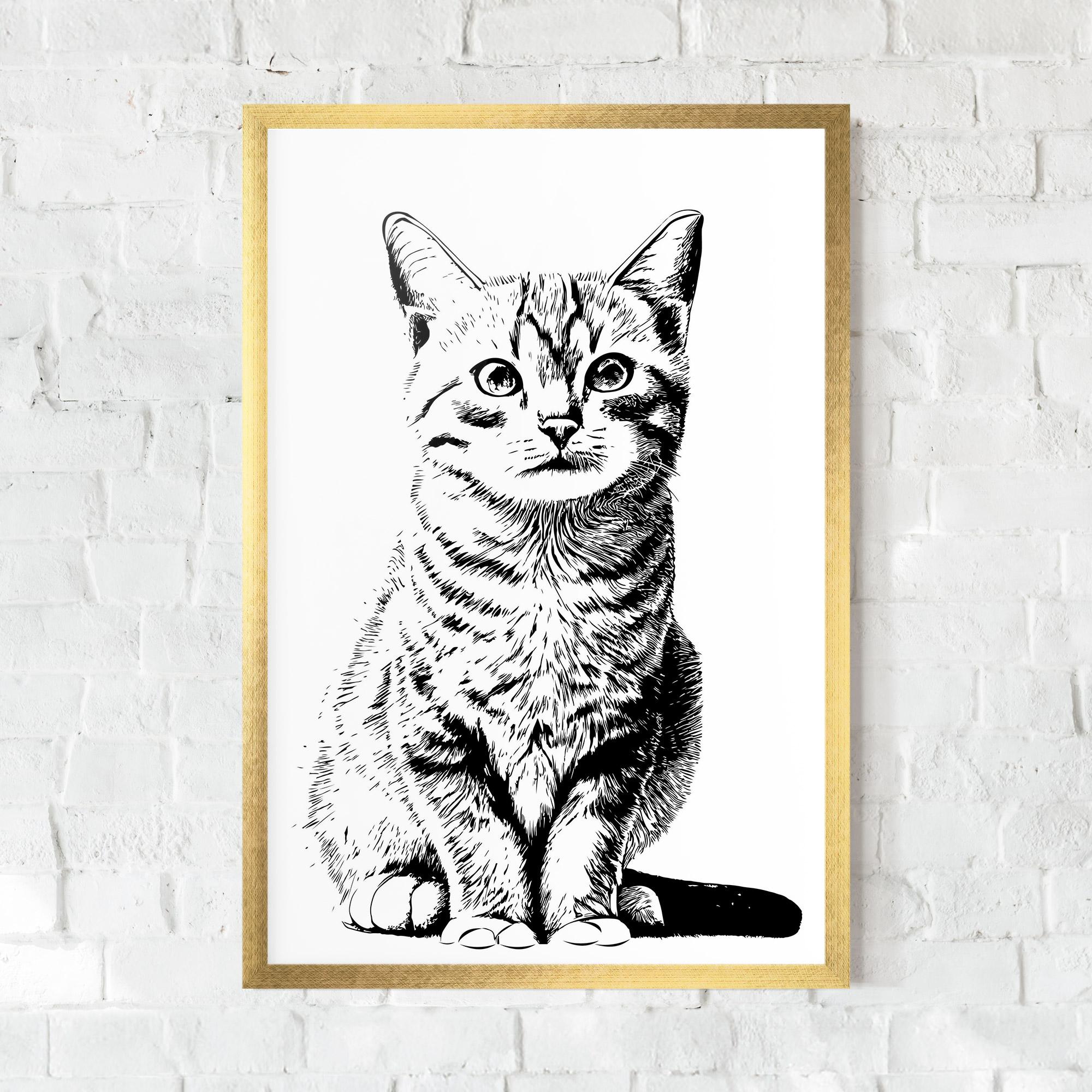 Plakat w Ramie Hand Drawn Cat mockup 0
