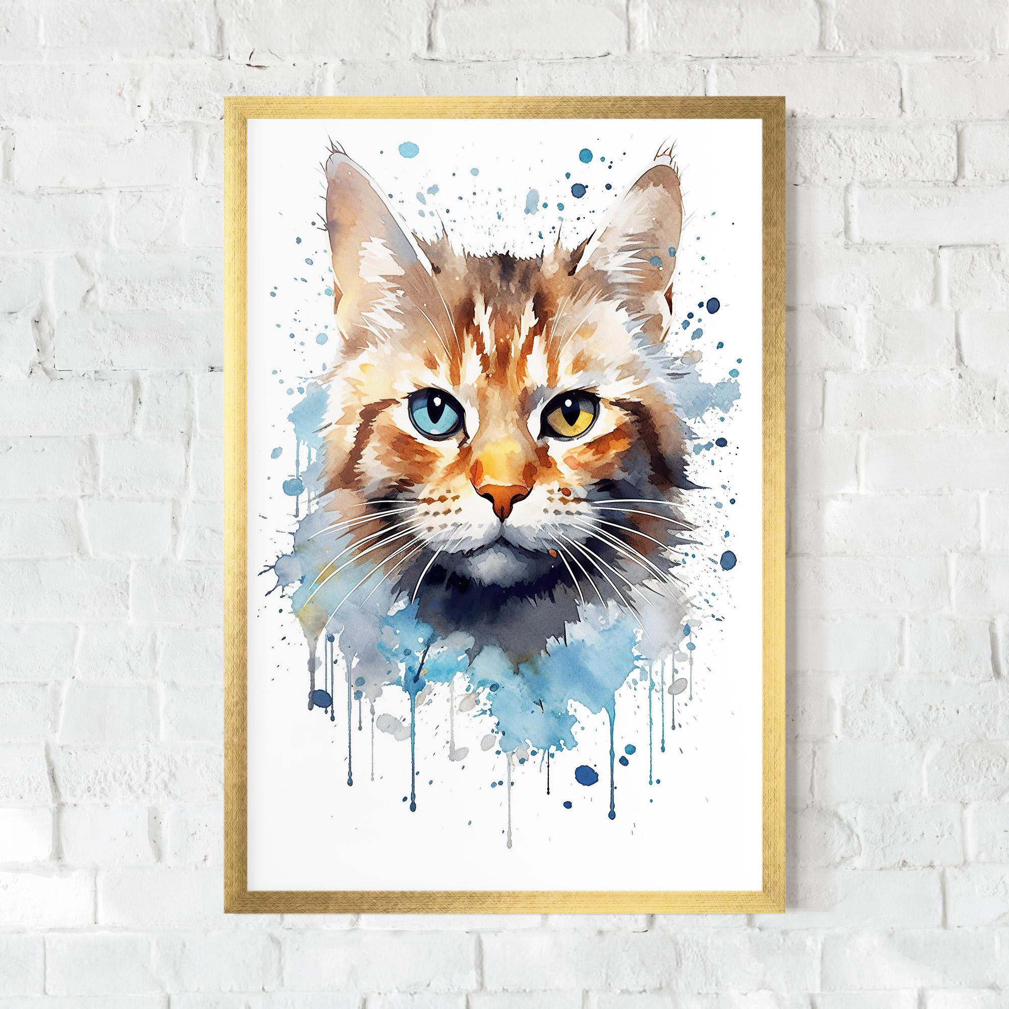 Plakat w Ramie Orange Blue Eyes Cat mockup 0
