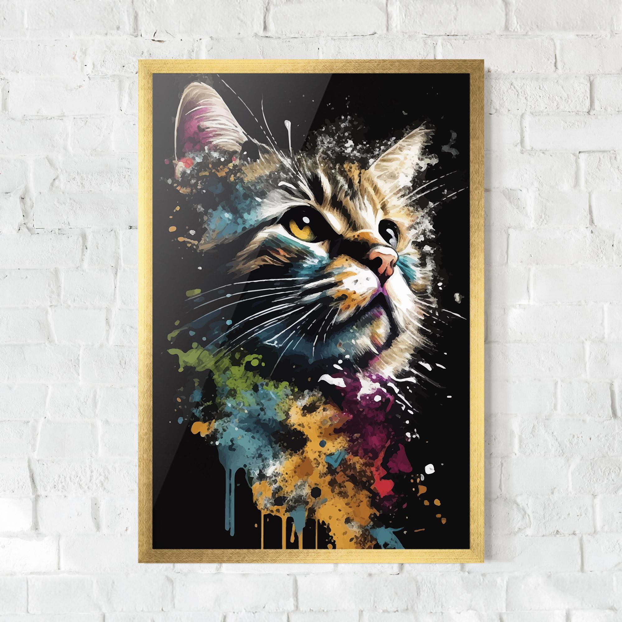 Plakat w Ramie Painted Cat mockup 0