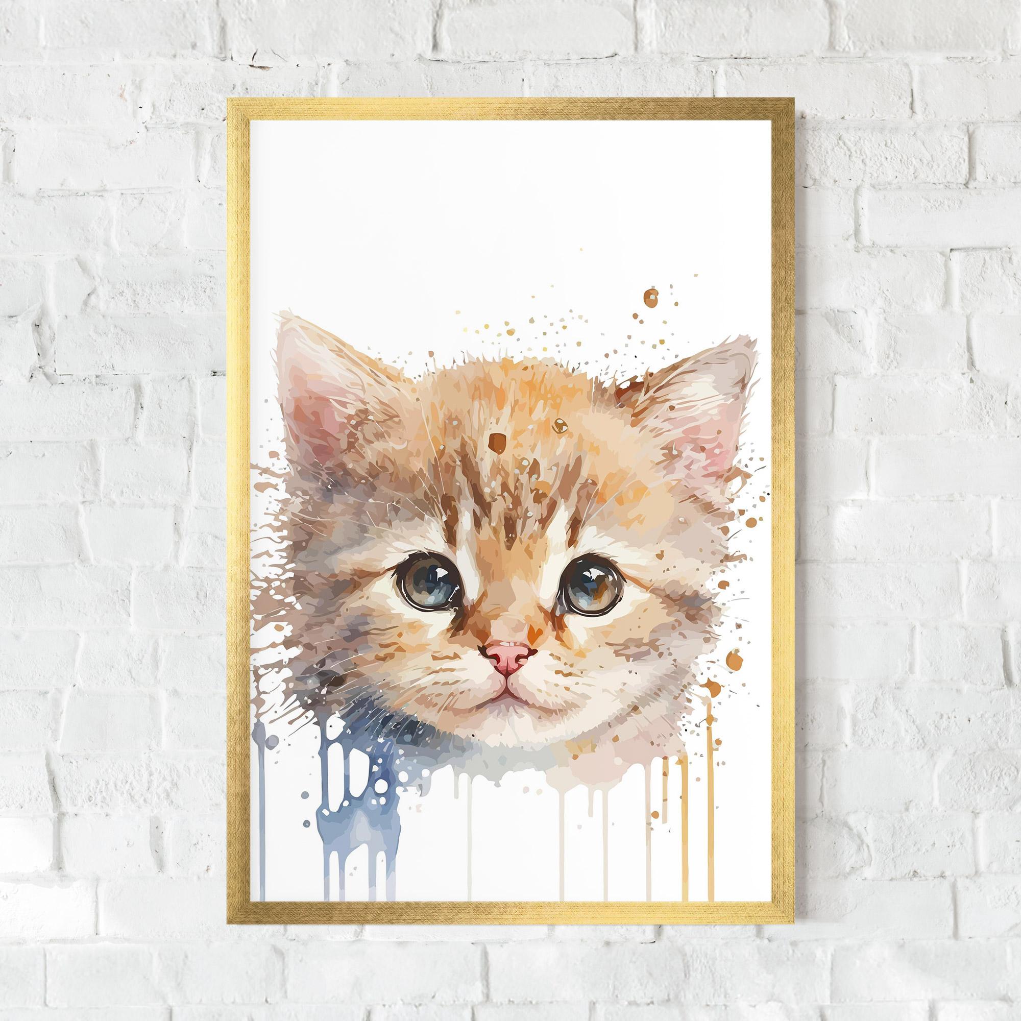 Plakat w Ramie Watercolor Animal Cat mockup 0