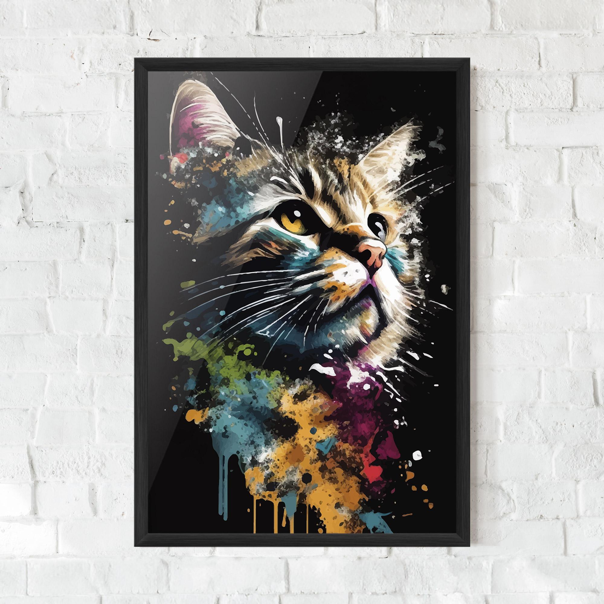 Plakat w Ramie Painted Cat mockup 0