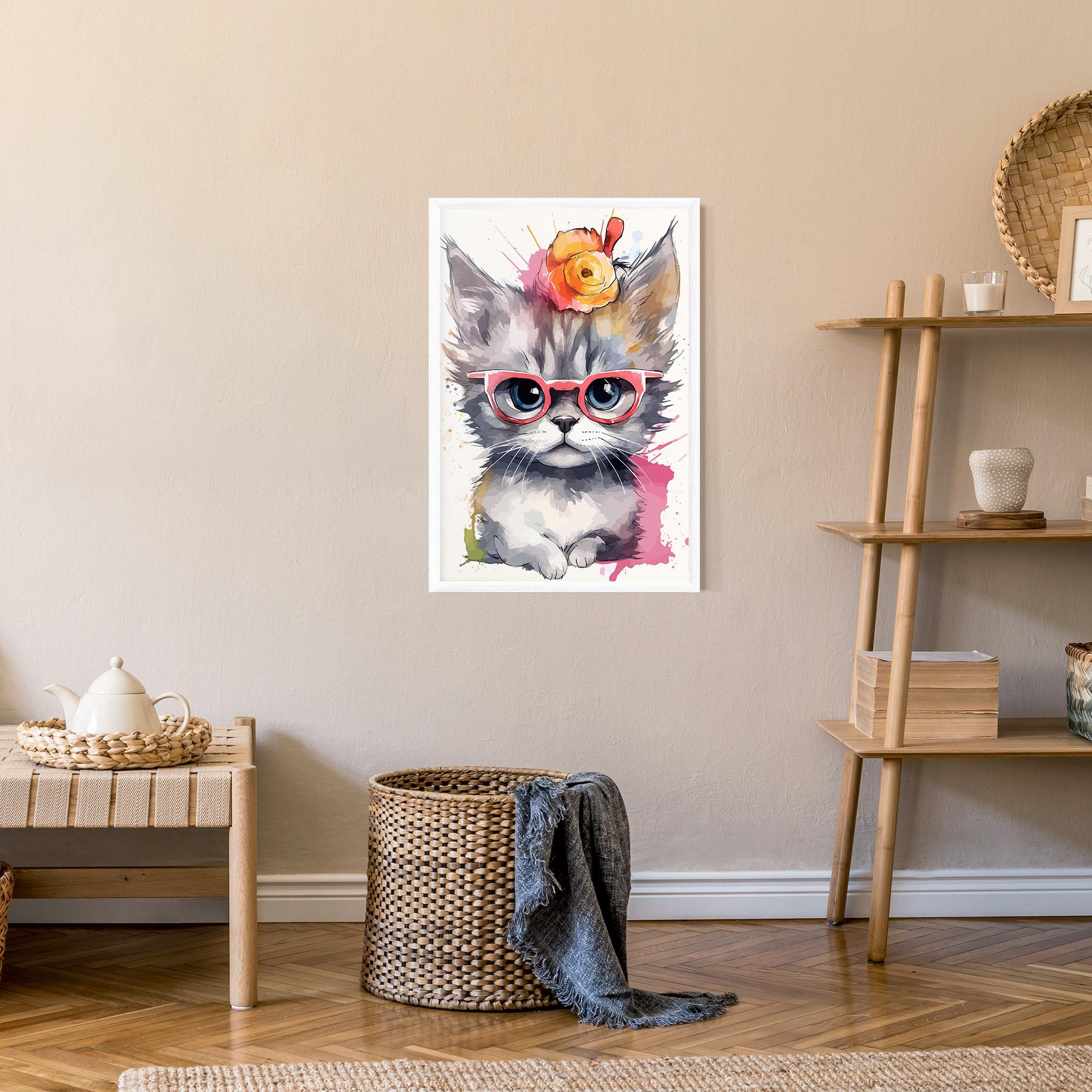 Plakat w Ramie Adorable Grey Cat mockup 9