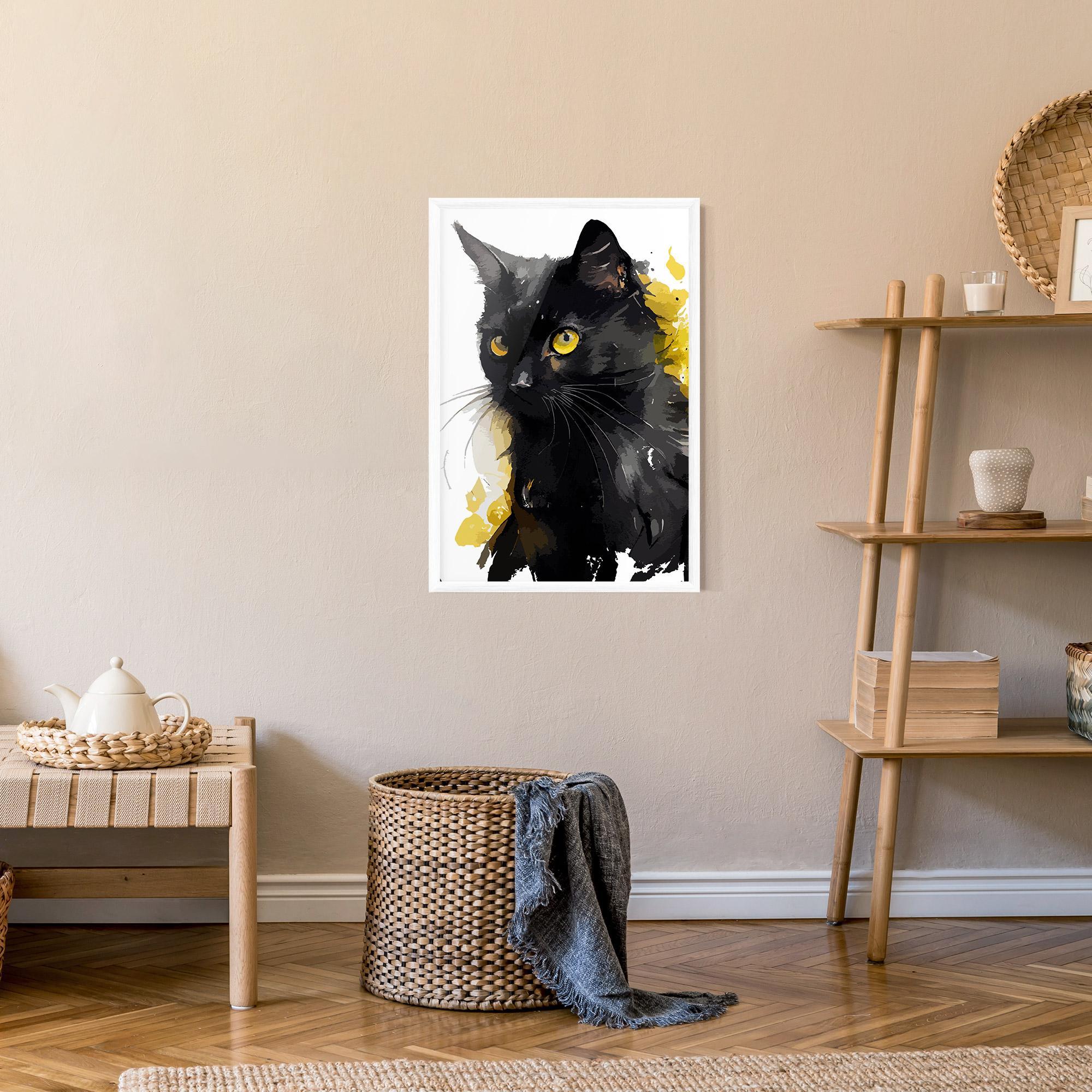 Plakat w Ramie Beautiful Black Cat mockup 9