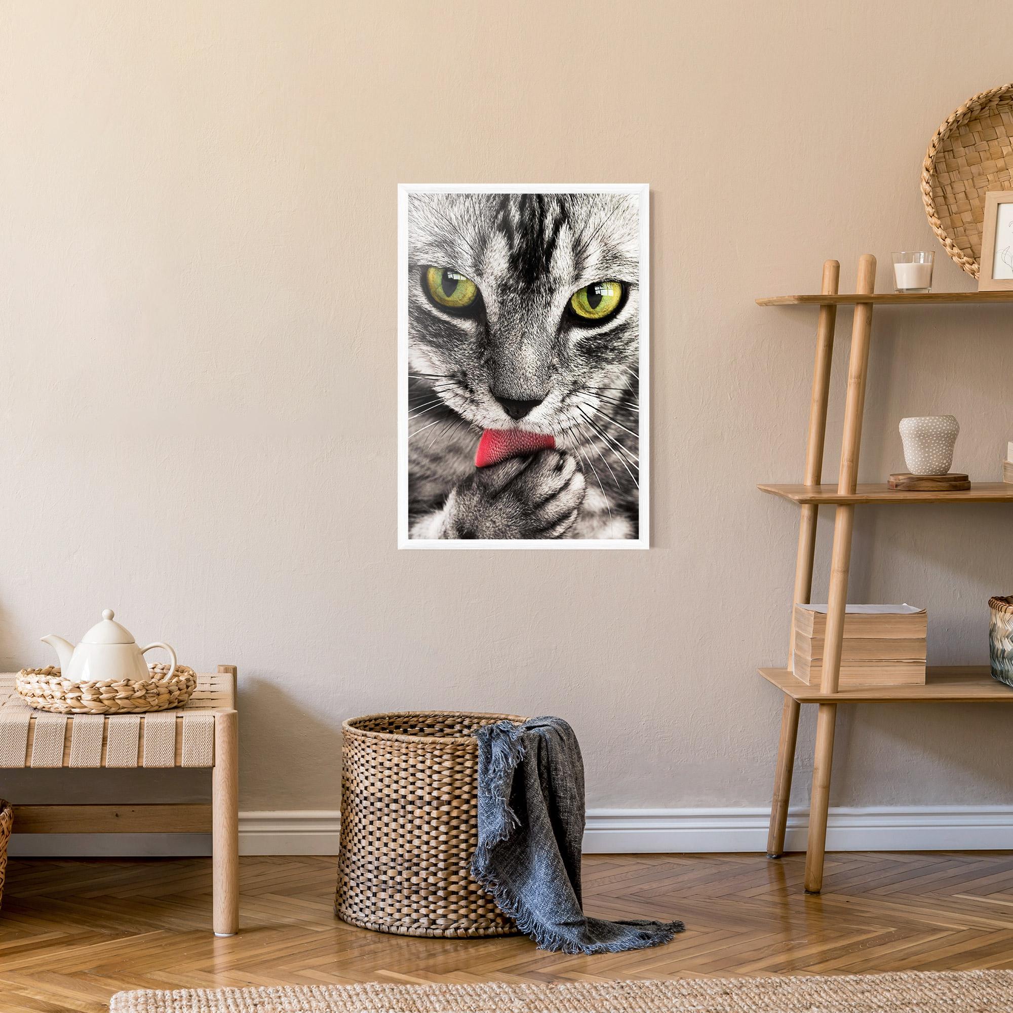 Plakat w Ramie Green Eyes Close Up Cat mockup 9