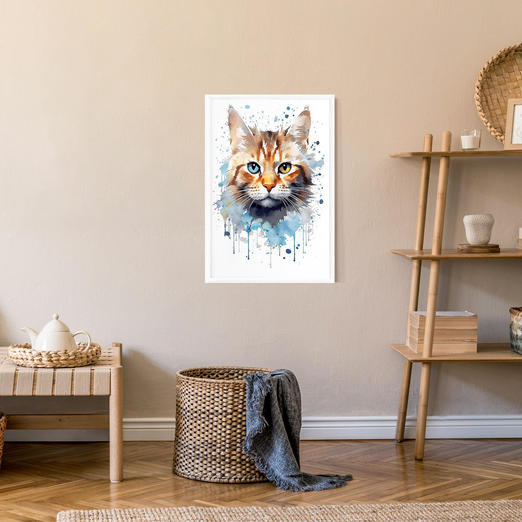 Plakat w Ramie Orange Blue Eyes Cat mockup 9