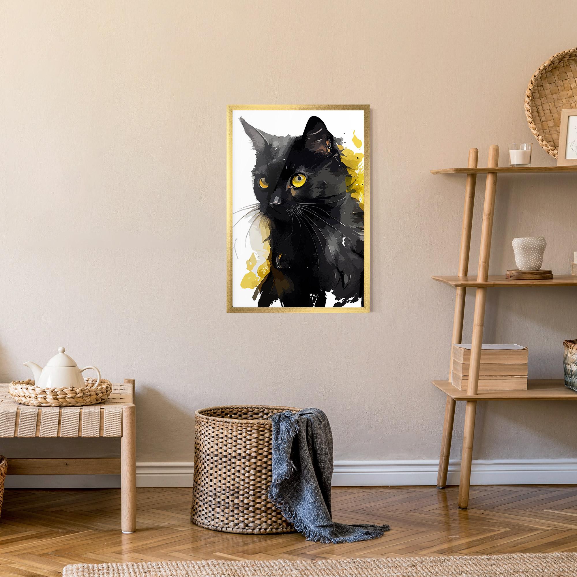 Plakat w Ramie Beautiful Black Cat mockup 9