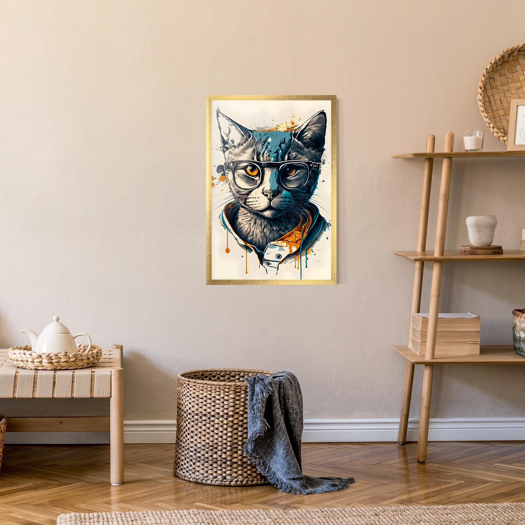 Plakat w Ramie Cat Glasses Art mockup 9