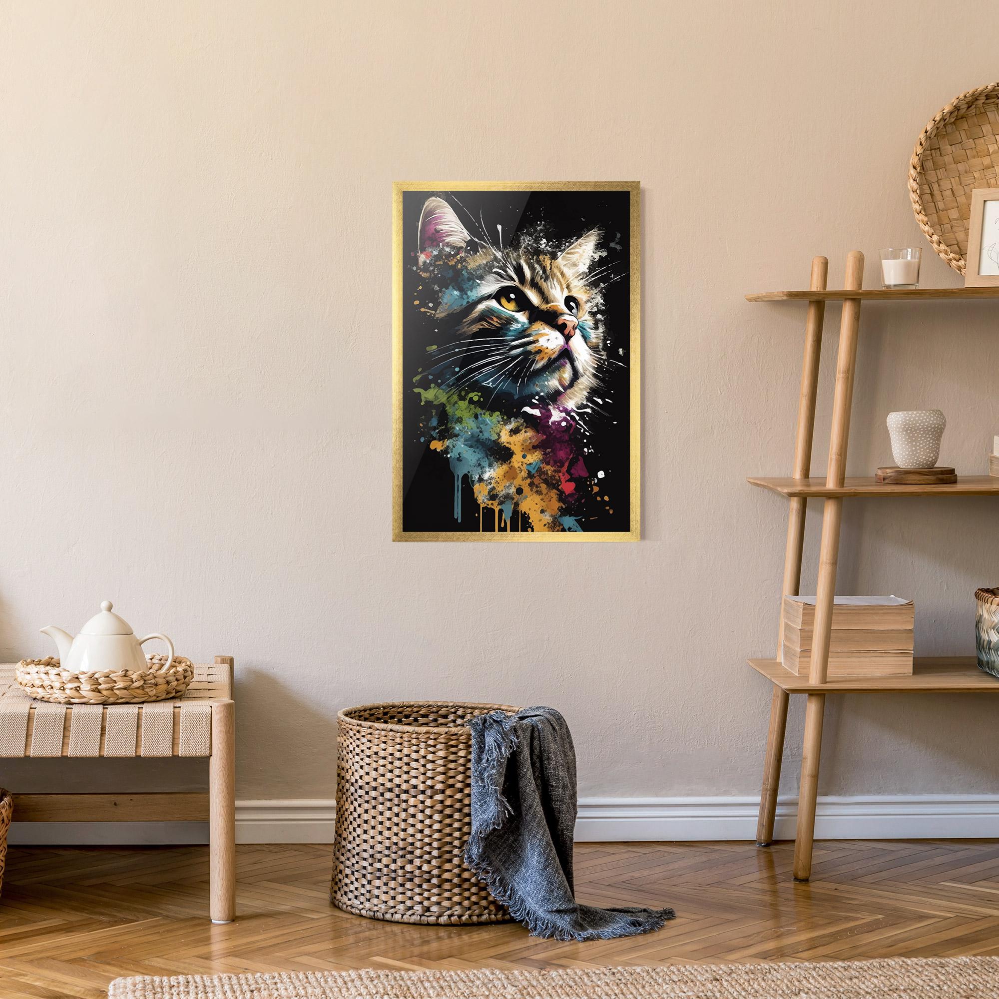 Plakat w Ramie Painted Cat mockup 9