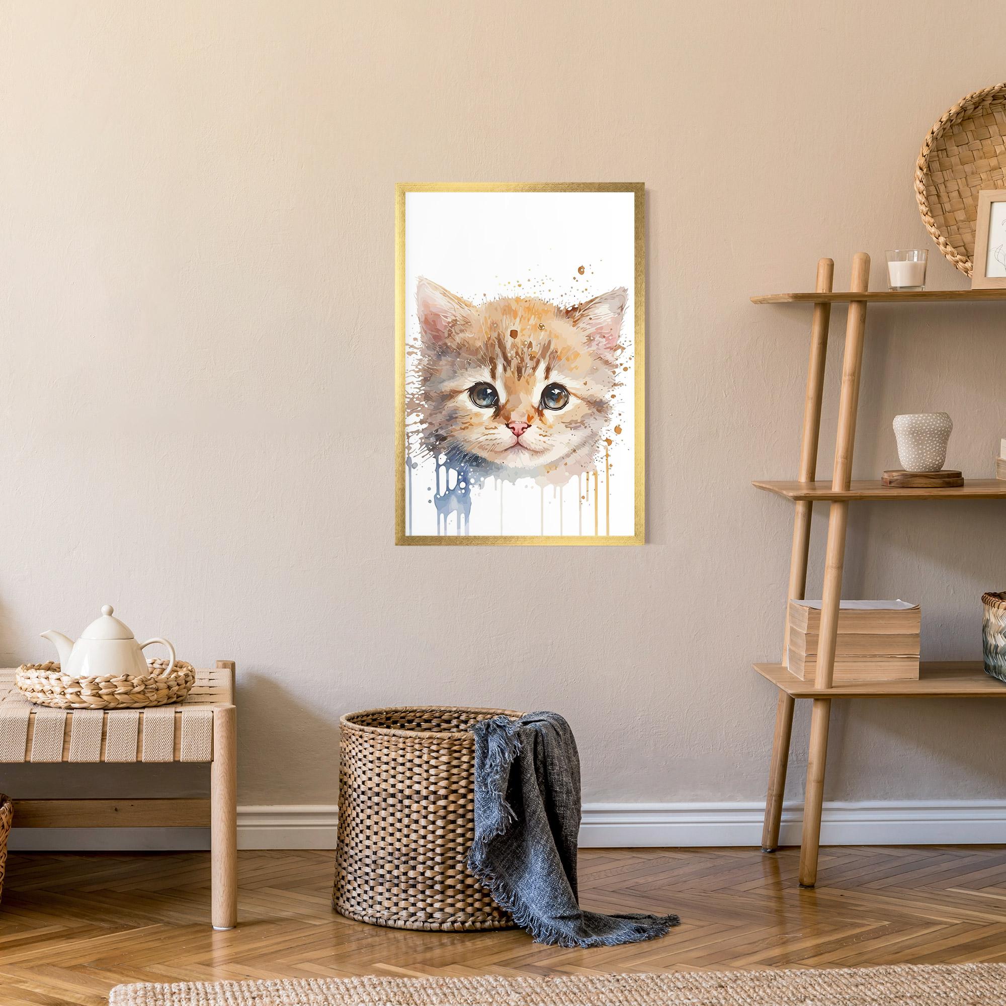 Plakat w Ramie Watercolor Animal Cat mockup 9