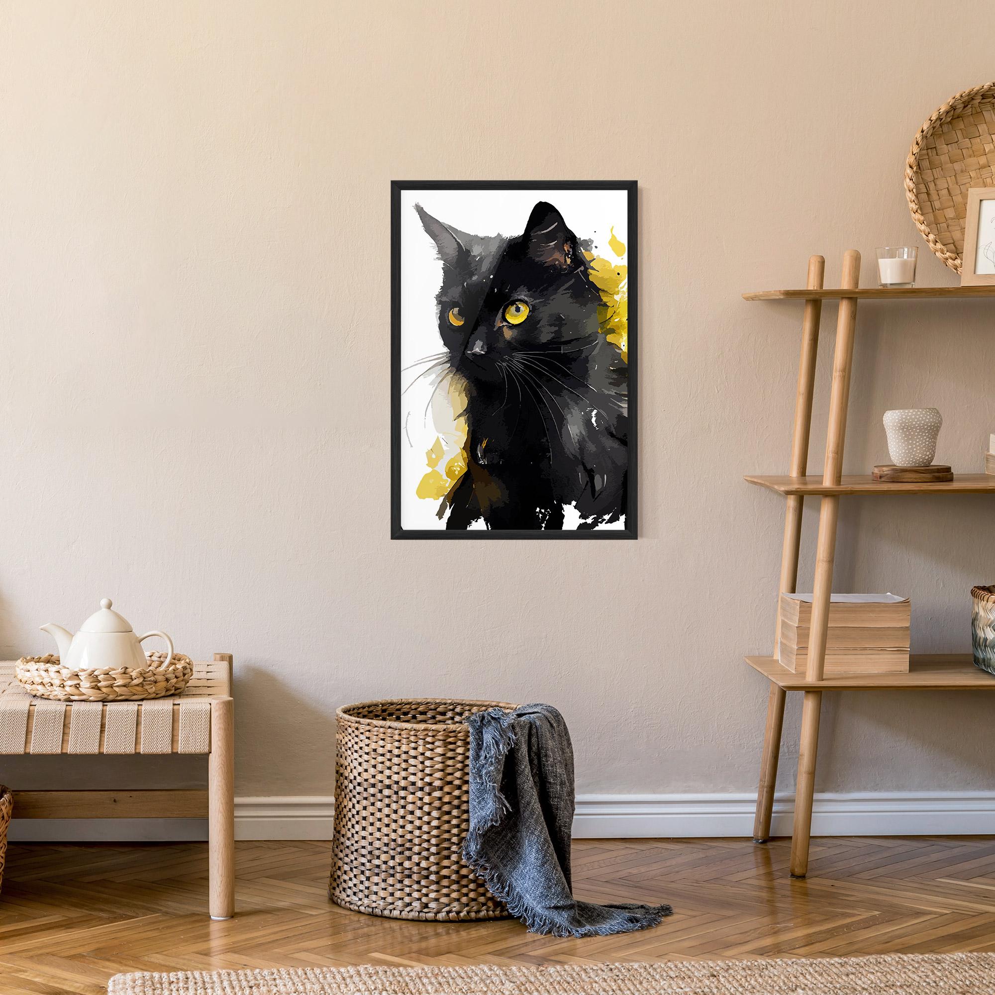 Plakat w Ramie Beautiful Black Cat mockup 9