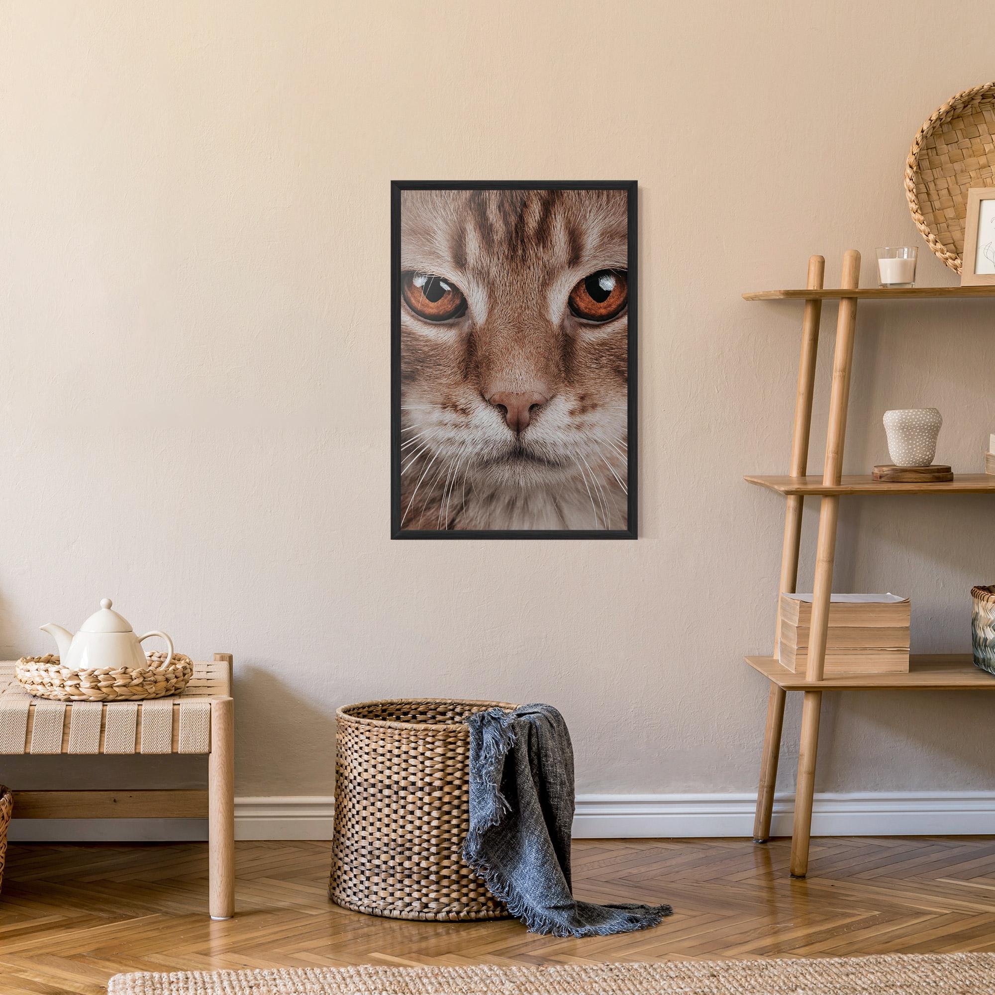 Plakat w Ramie Fire Eyes Cat mockup 9
