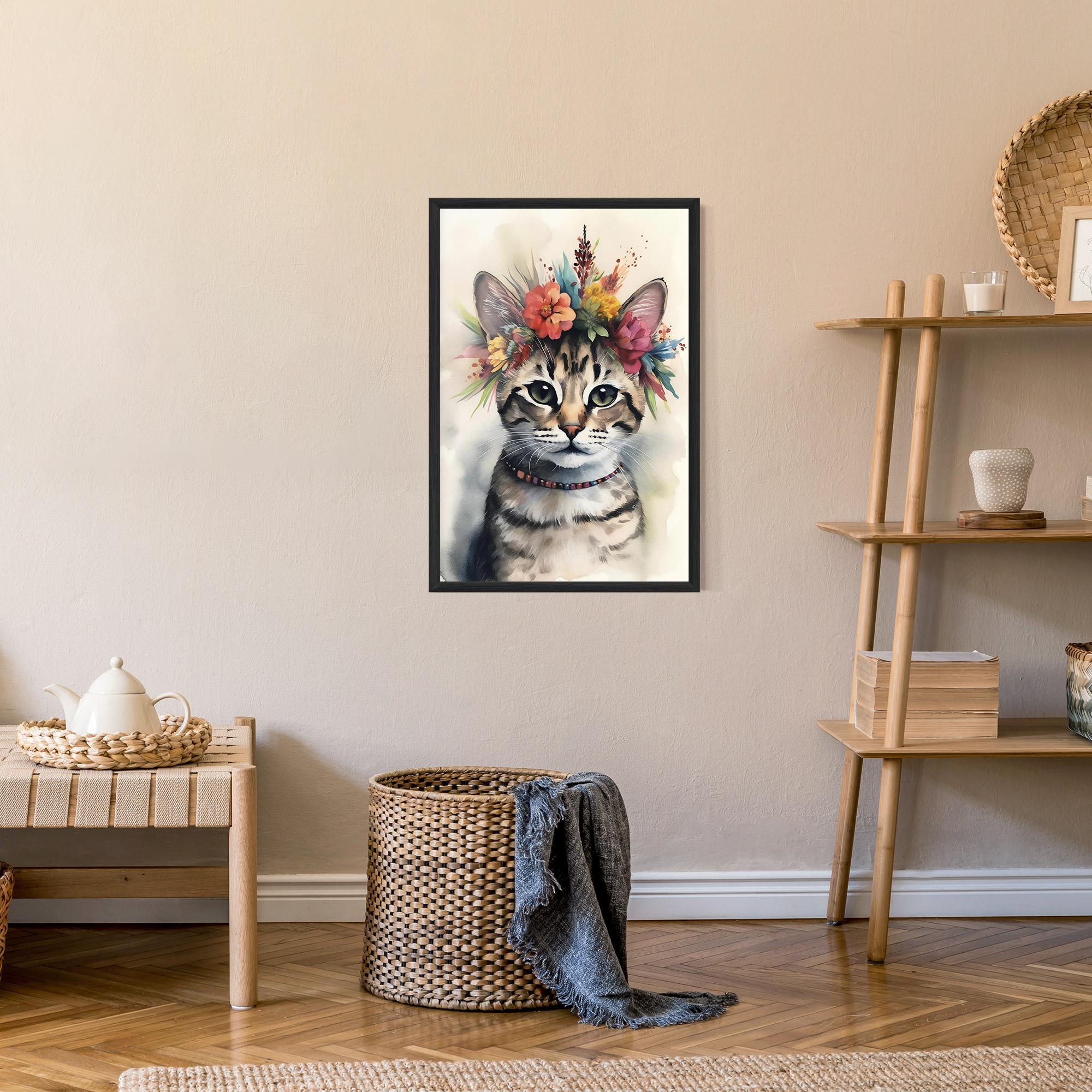 Plakat w Ramie Flower Cat Art mockup 9