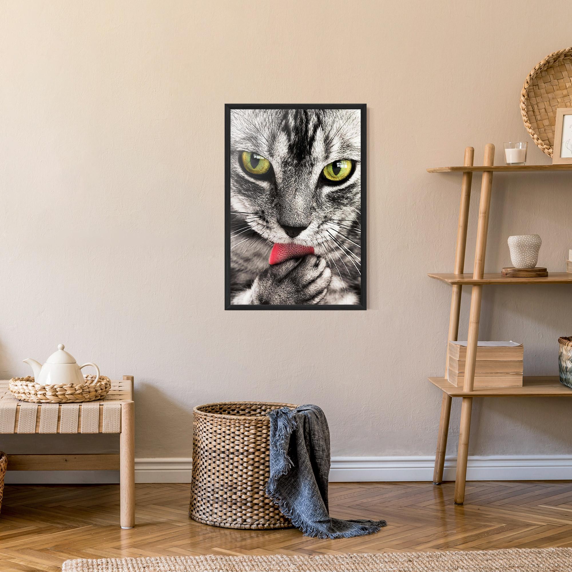 Plakat w Ramie Green Eyes Close Up Cat mockup 9
