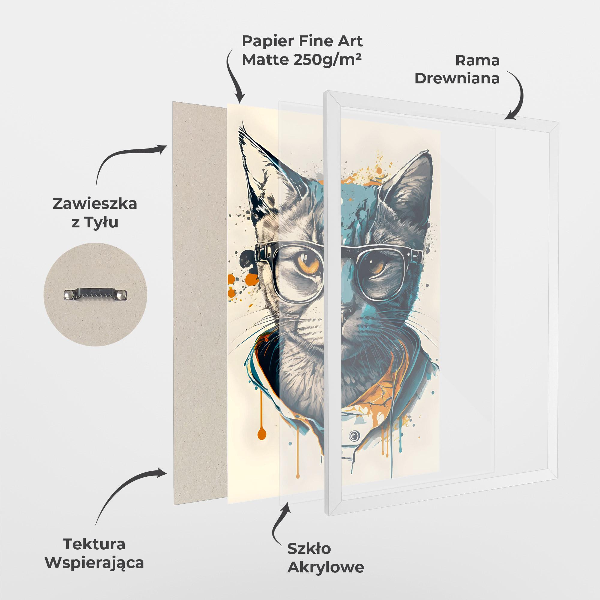 Plakat w Ramie Cat Glasses Art mockup 1