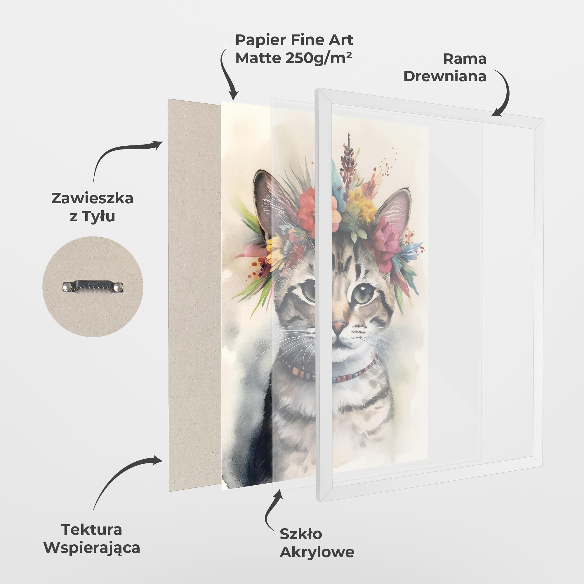 Plakat w Ramie Flower Cat Art mockup 1