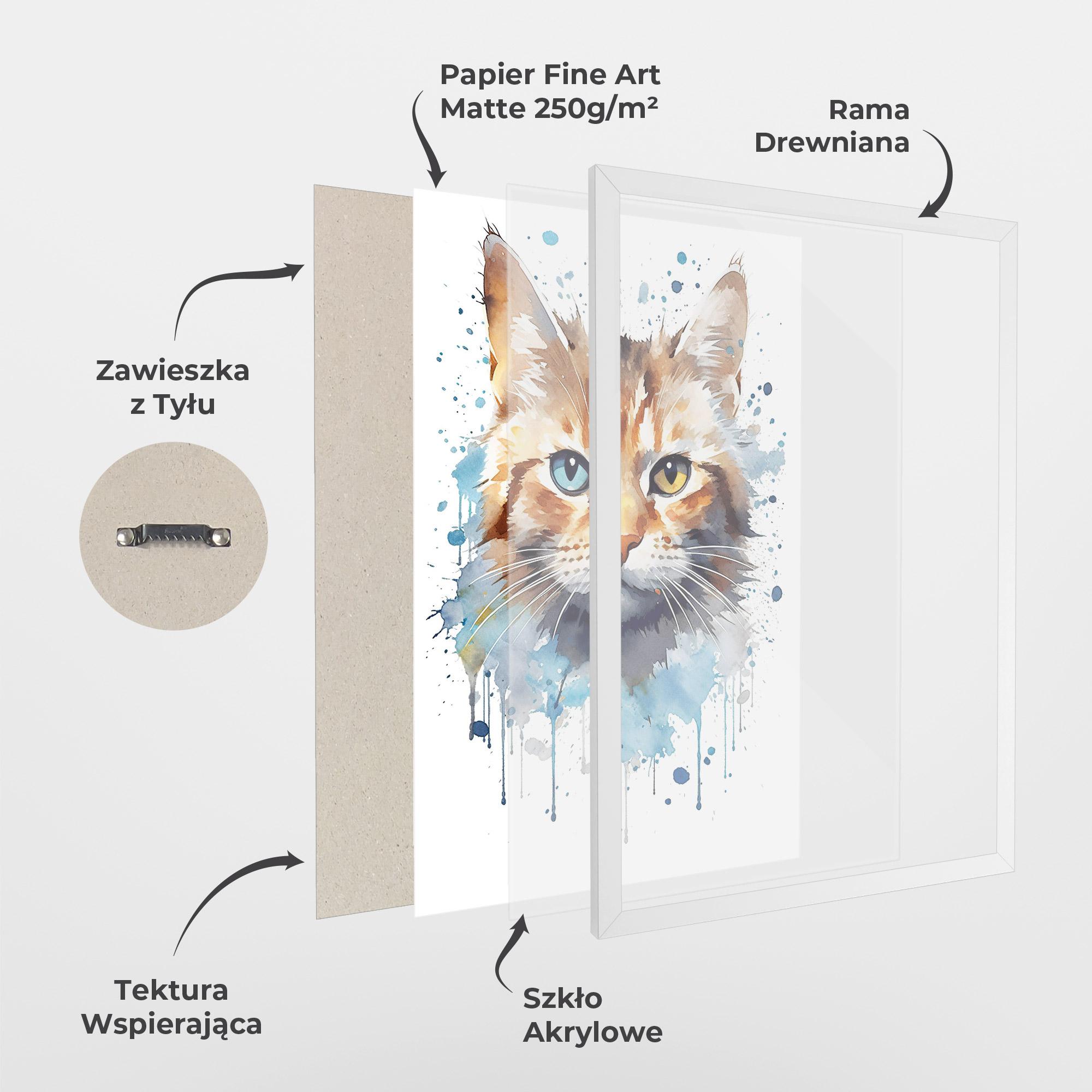 Plakat w Ramie Orange Blue Eyes Cat mockup 1