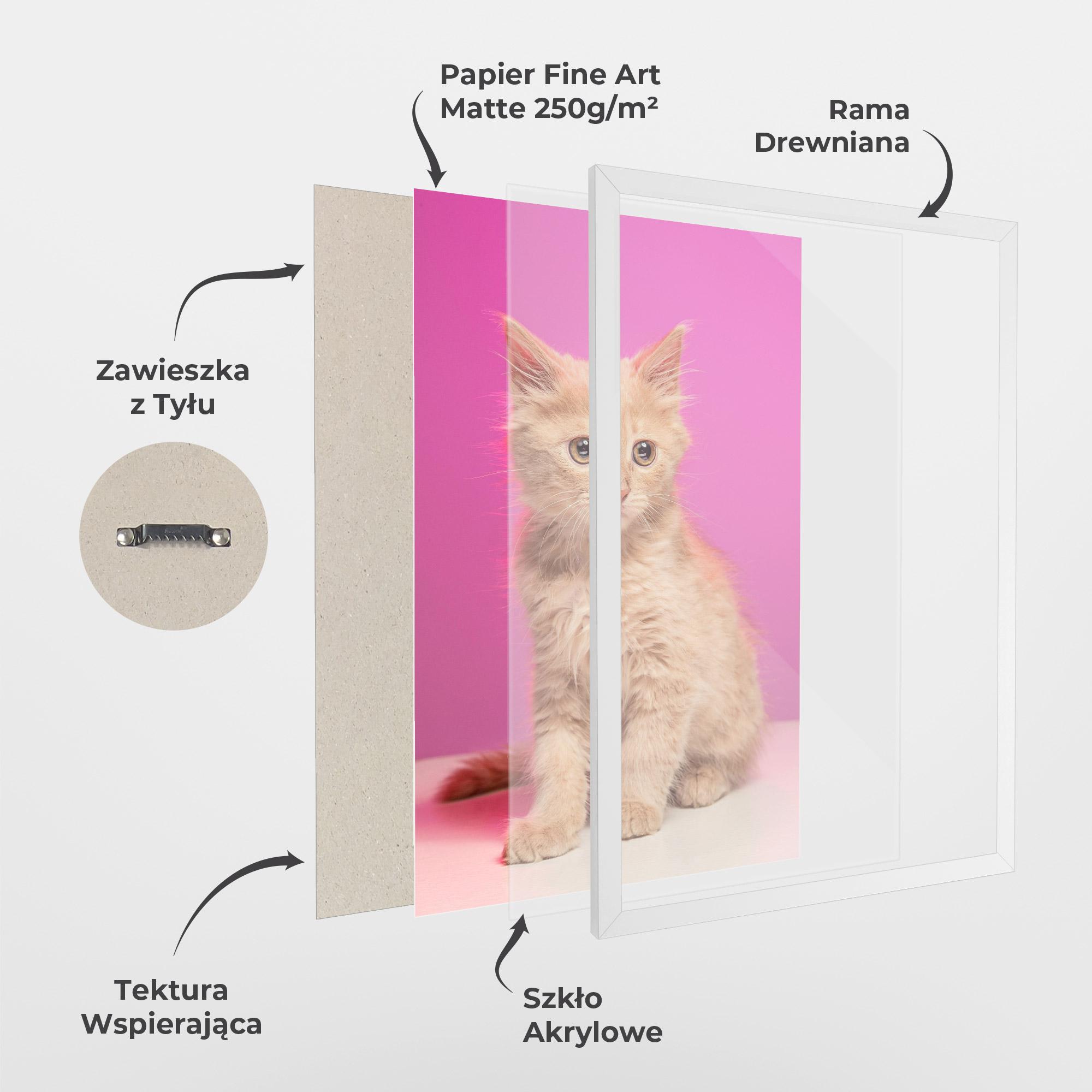 Plakat w Ramie Orange Cat On Pink mockup 1
