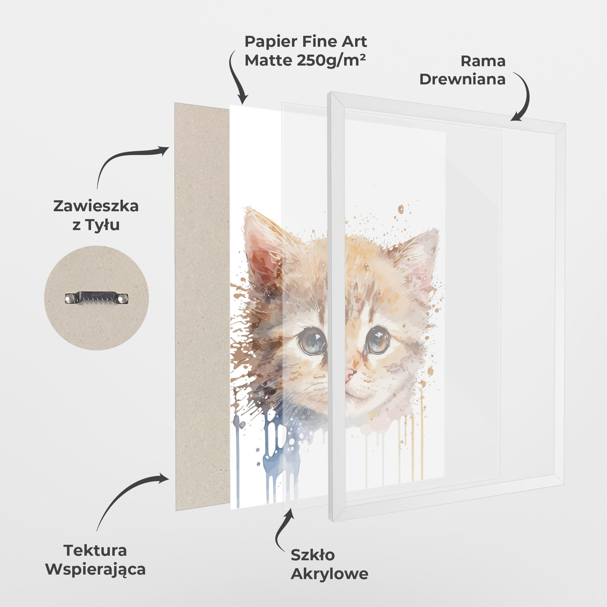Plakat w Ramie Watercolor Animal Cat mockup 1