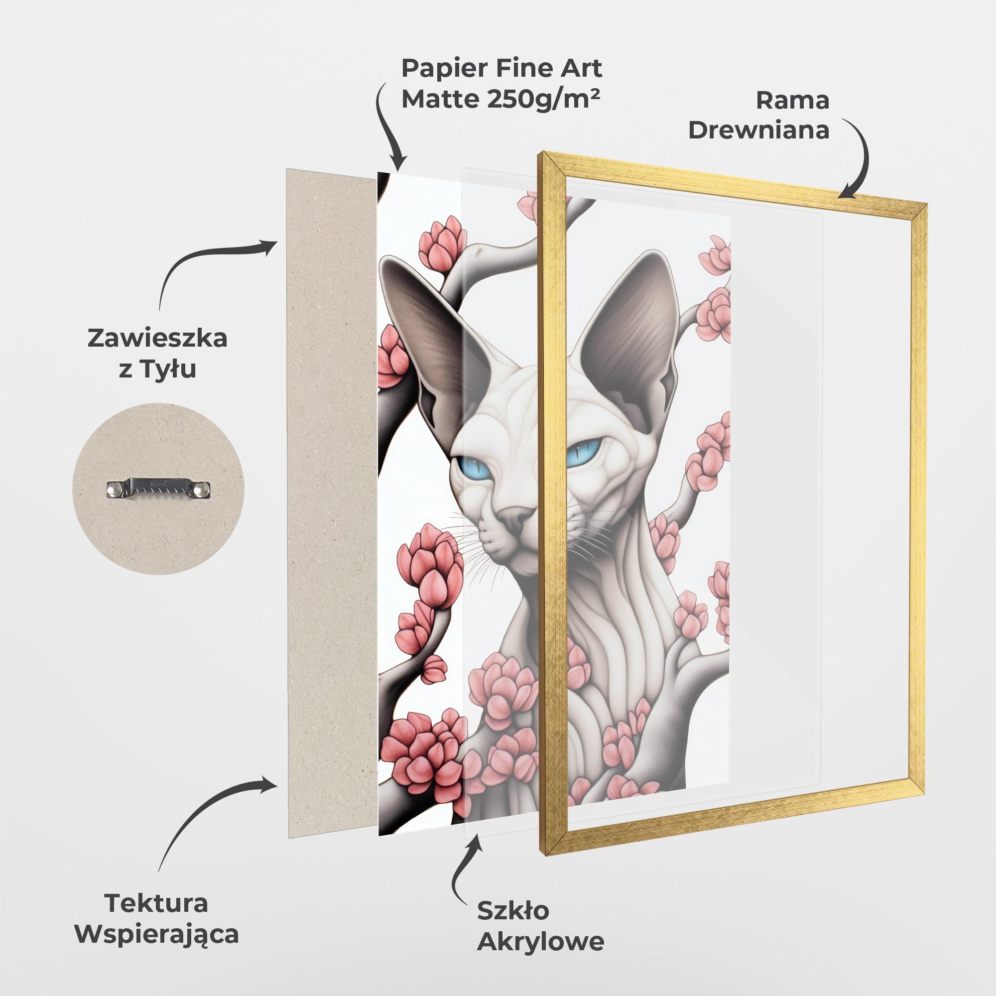 Plakat w Ramie Blue Eyes Cat Drawing mockup 1