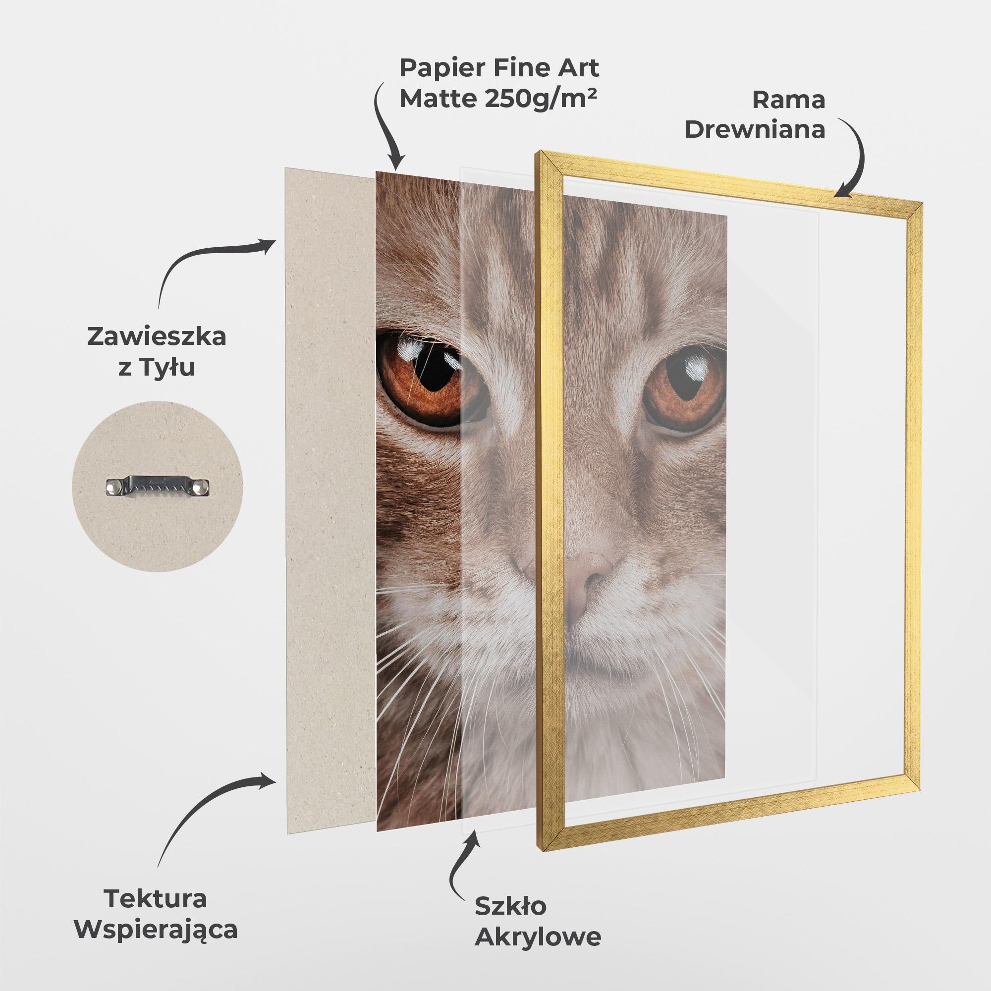 Plakat w Ramie Fire Eyes Cat mockup 1