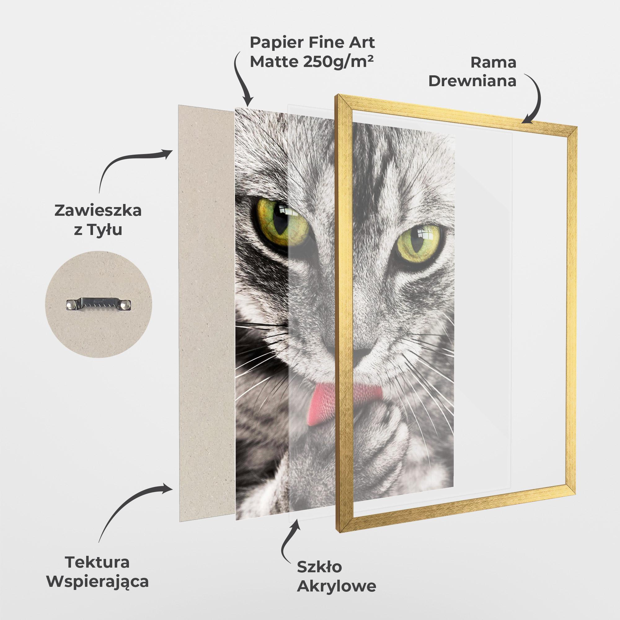 Plakat w Ramie Green Eyes Close Up Cat mockup 1
