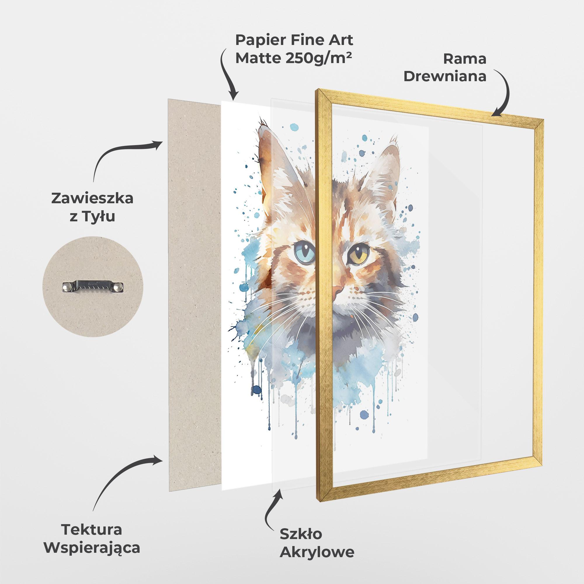 Plakat w Ramie Orange Blue Eyes Cat mockup 1