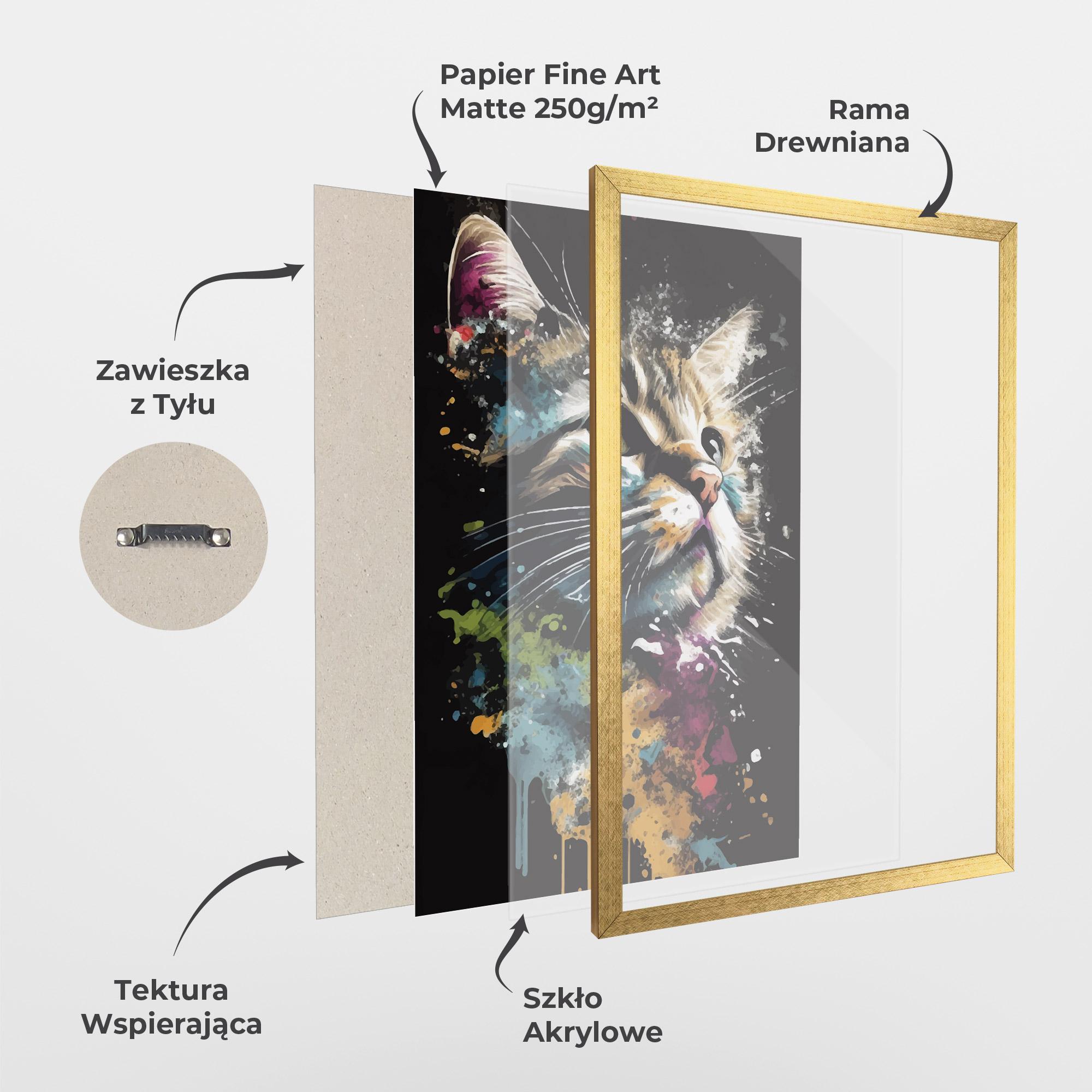 Plakat w Ramie Painted Cat mockup 1