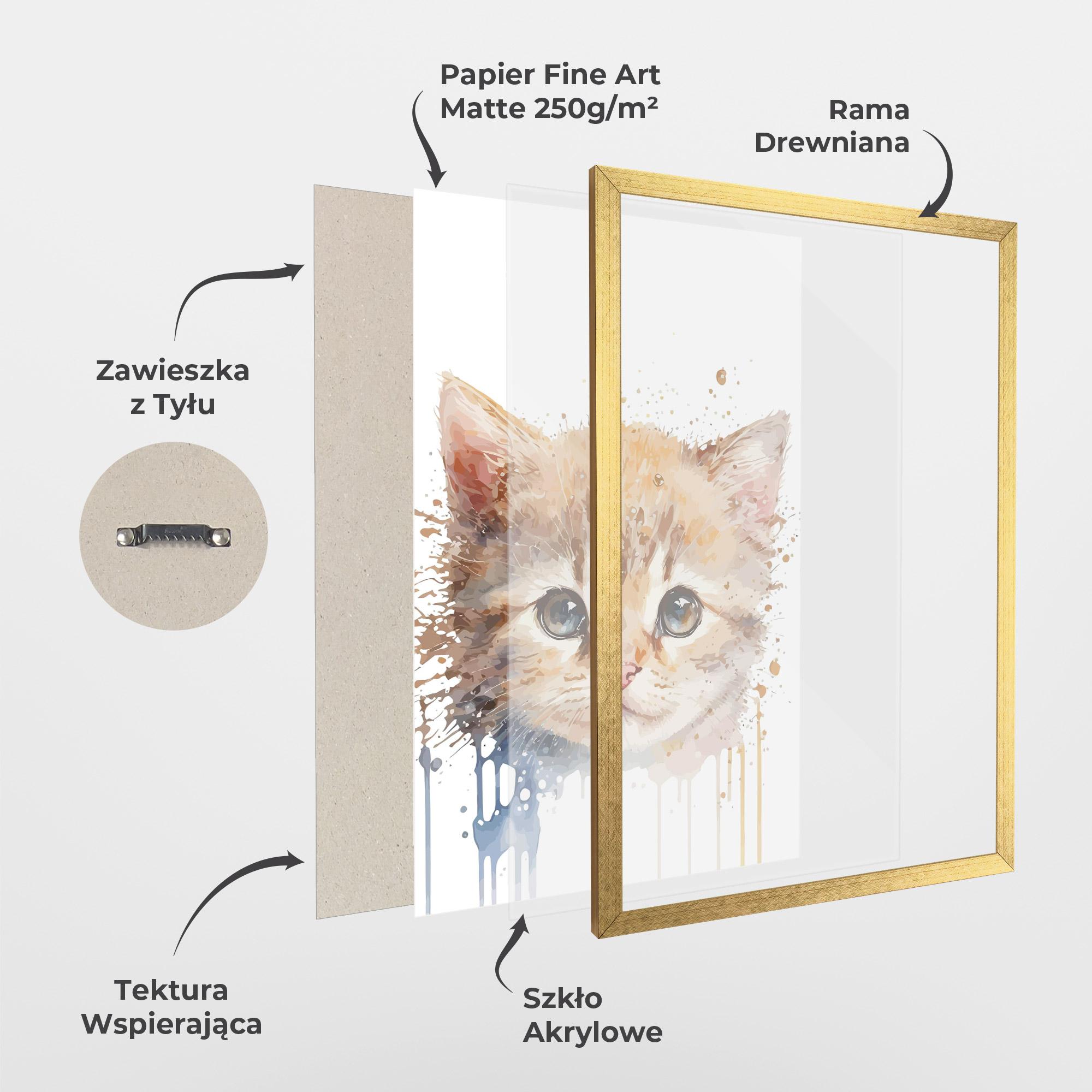 Plakat w Ramie Watercolor Animal Cat mockup 1