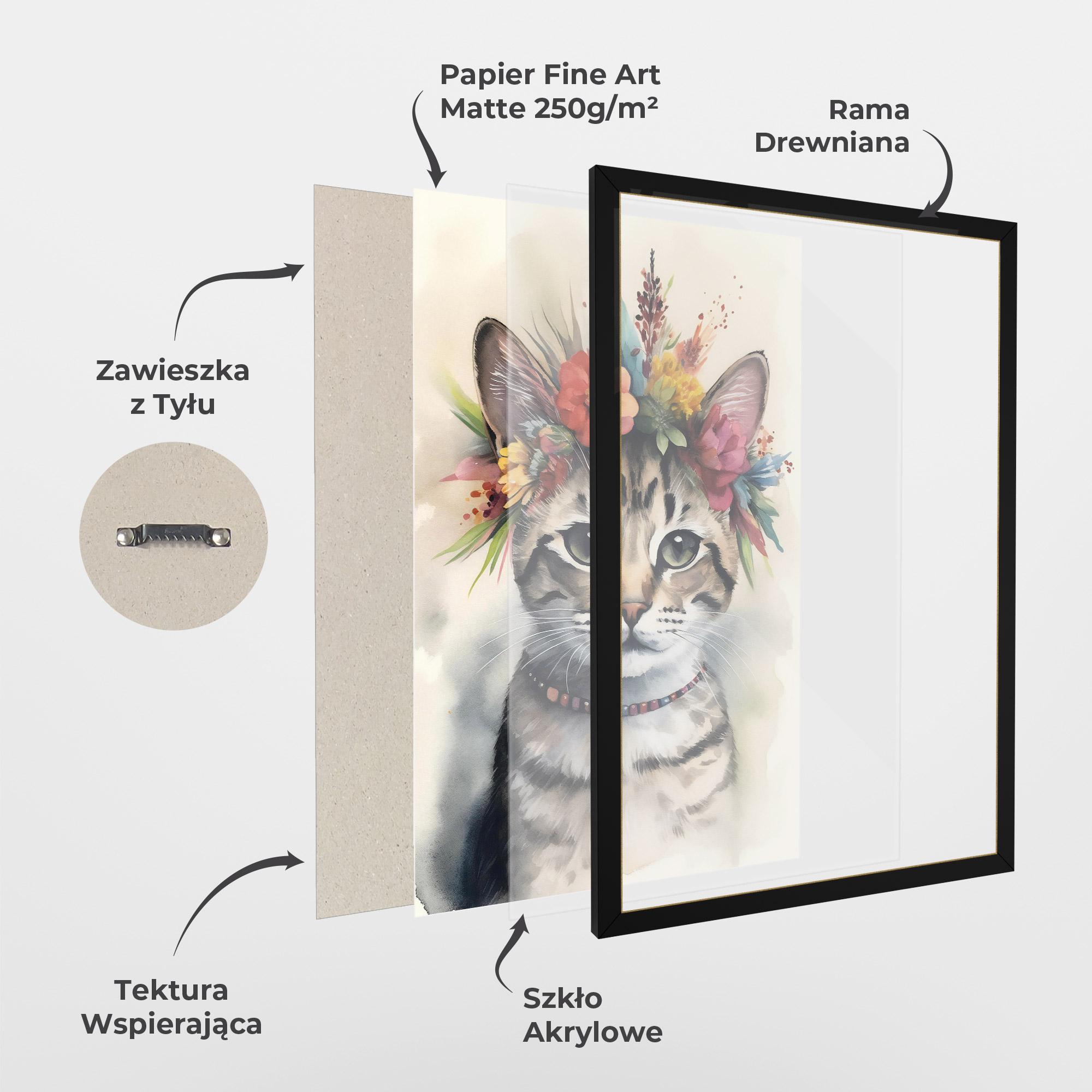 Plakat w Ramie Flower Cat Art mockup 1