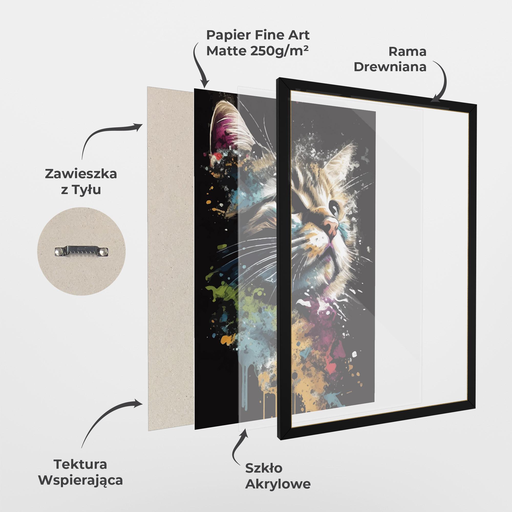 Plakat w Ramie Painted Cat mockup 1