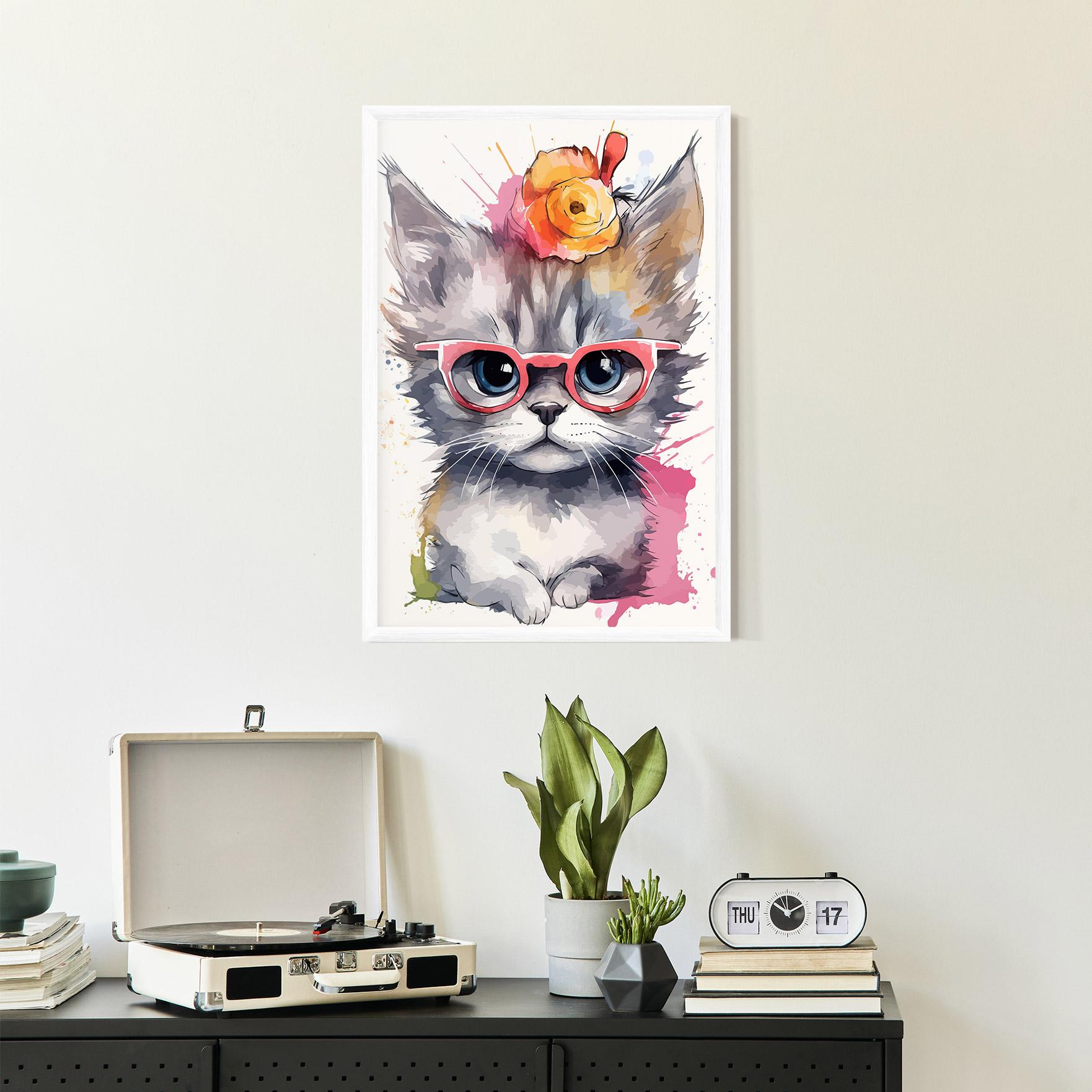 Plakat w Ramie Adorable Grey Cat mockup 2