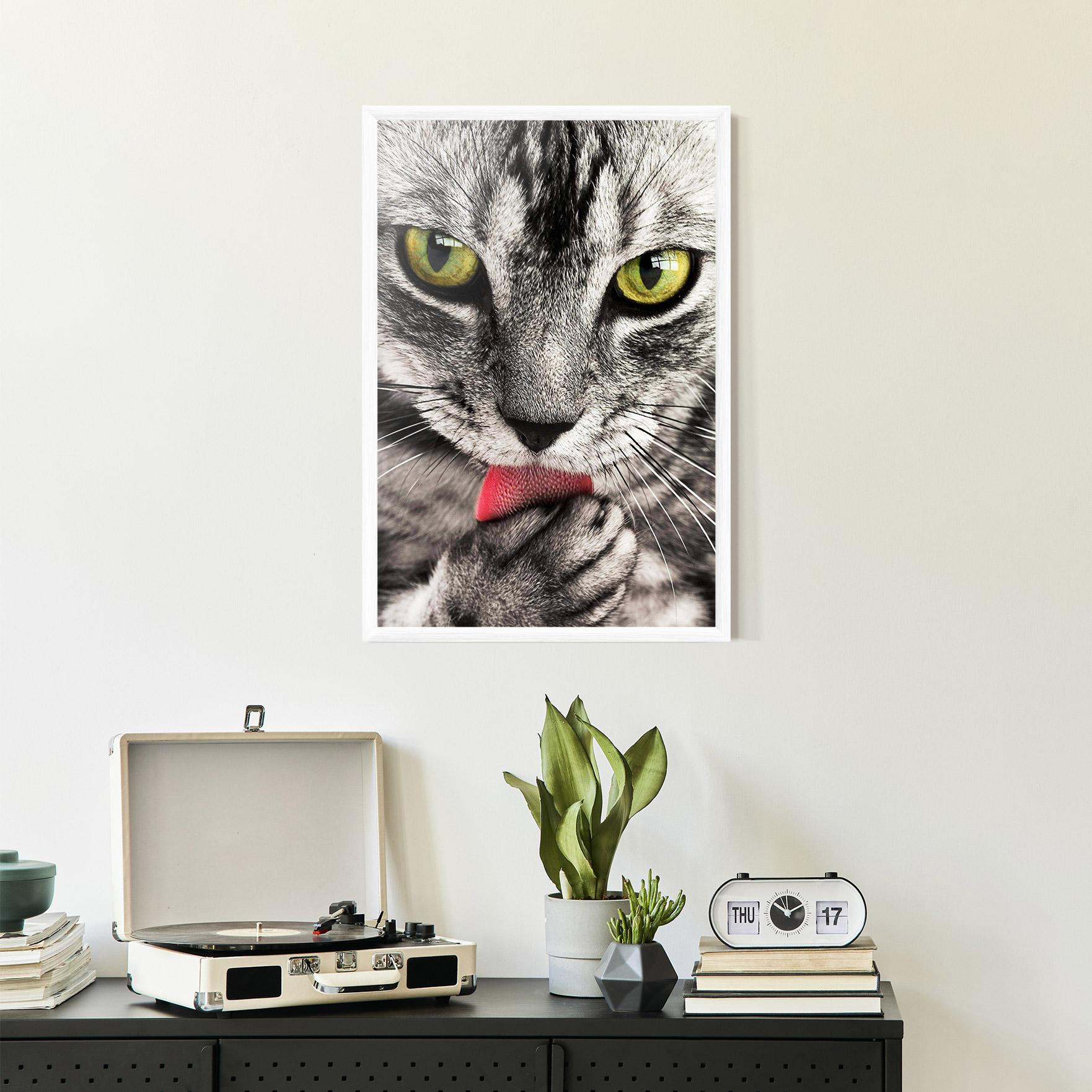 Plakat w Ramie Green Eyes Close Up Cat mockup 2