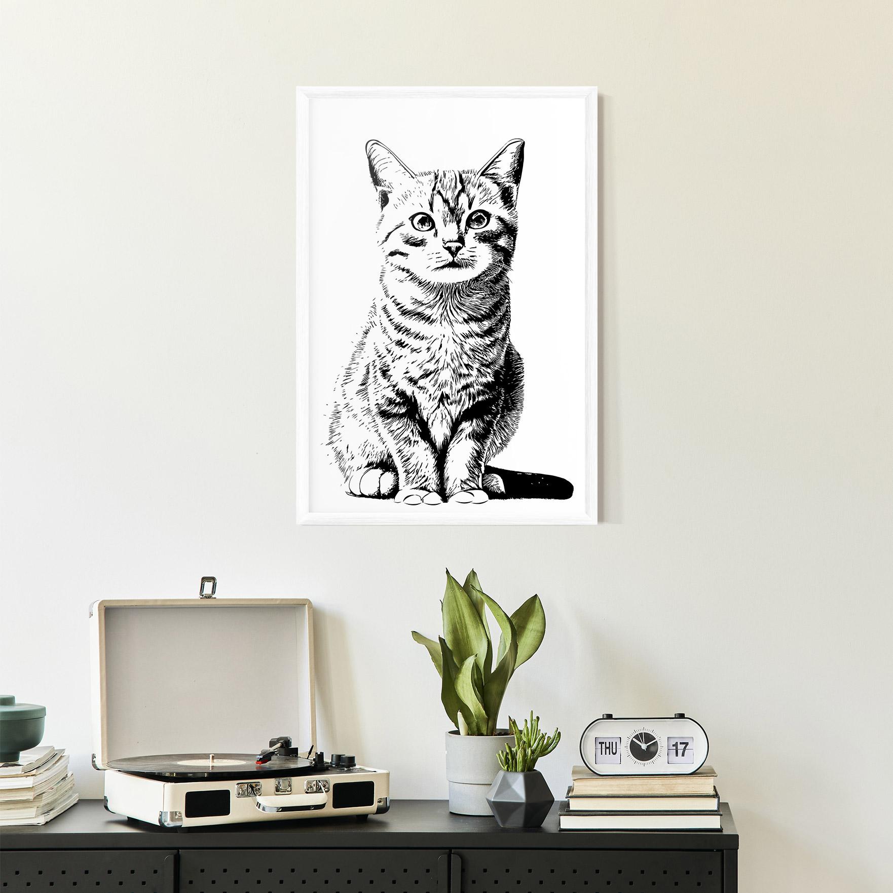 Plakat w Ramie Hand Drawn Cat mockup 2