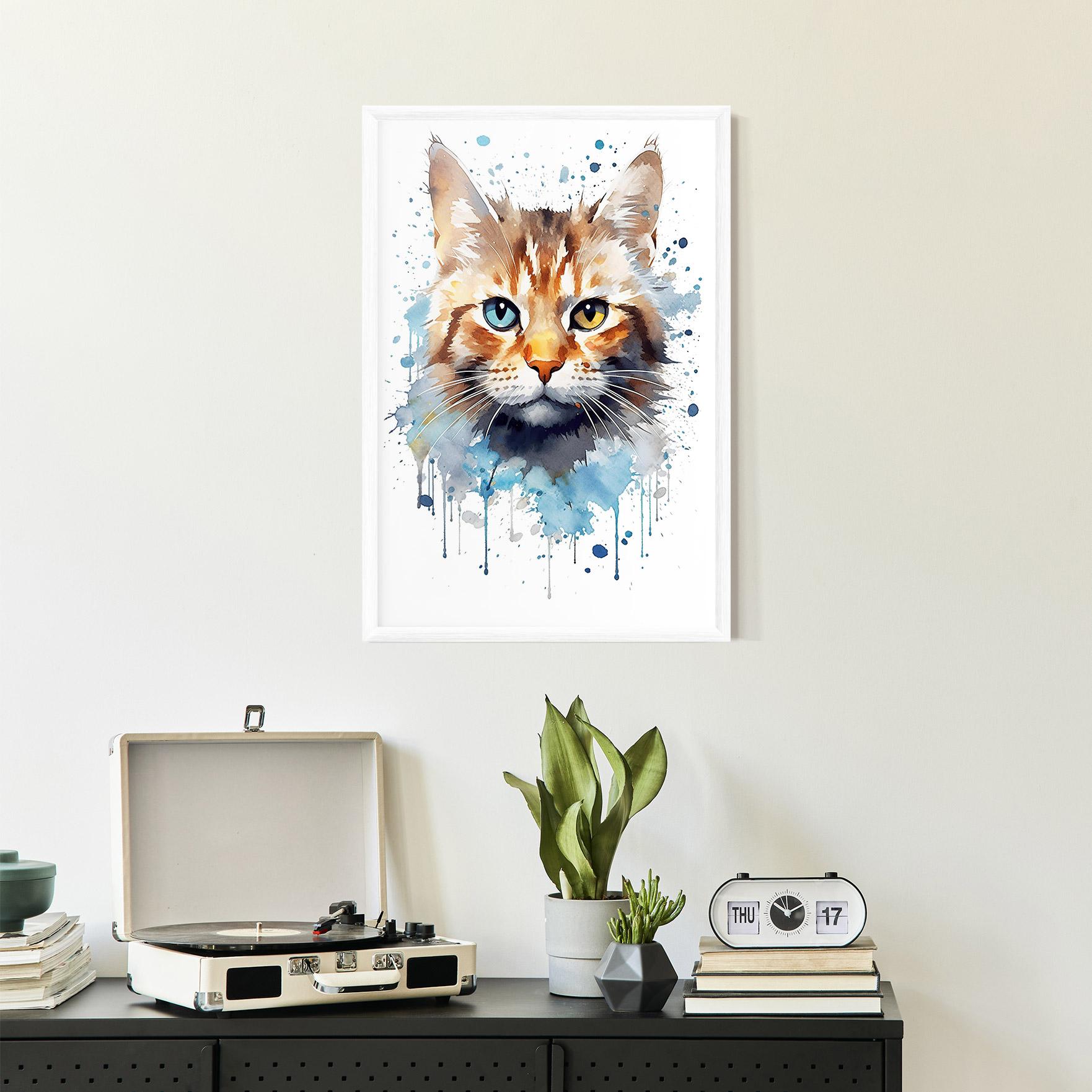 Plakat w Ramie Orange Blue Eyes Cat mockup 2
