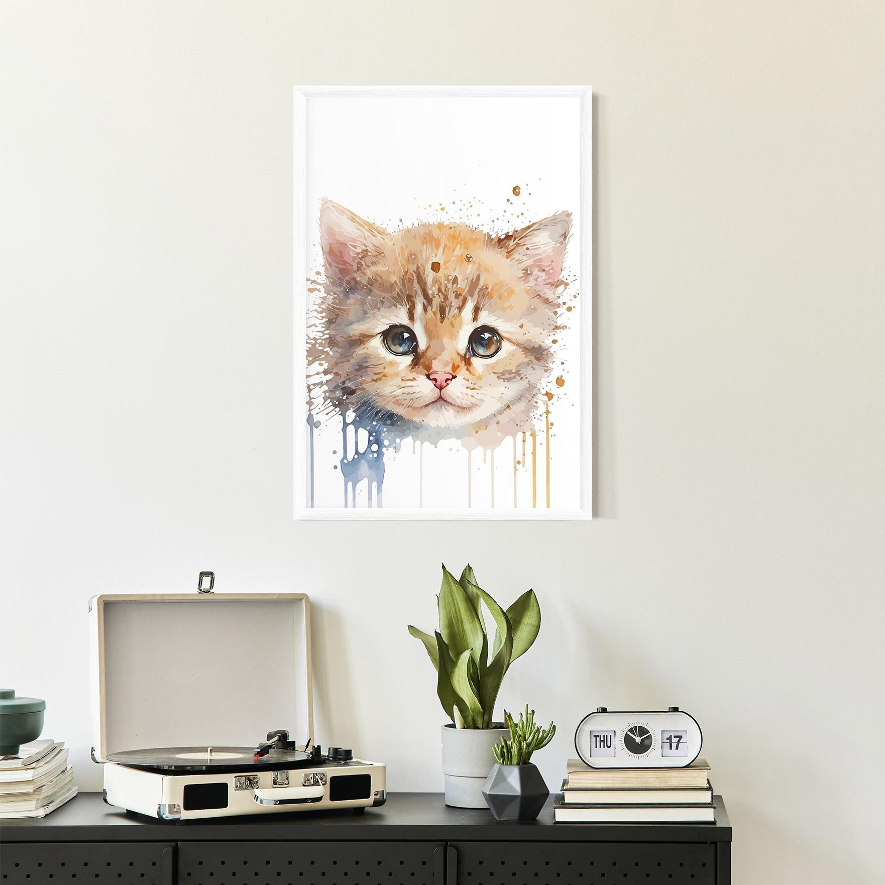 Plakat w Ramie Watercolor Animal Cat mockup 2