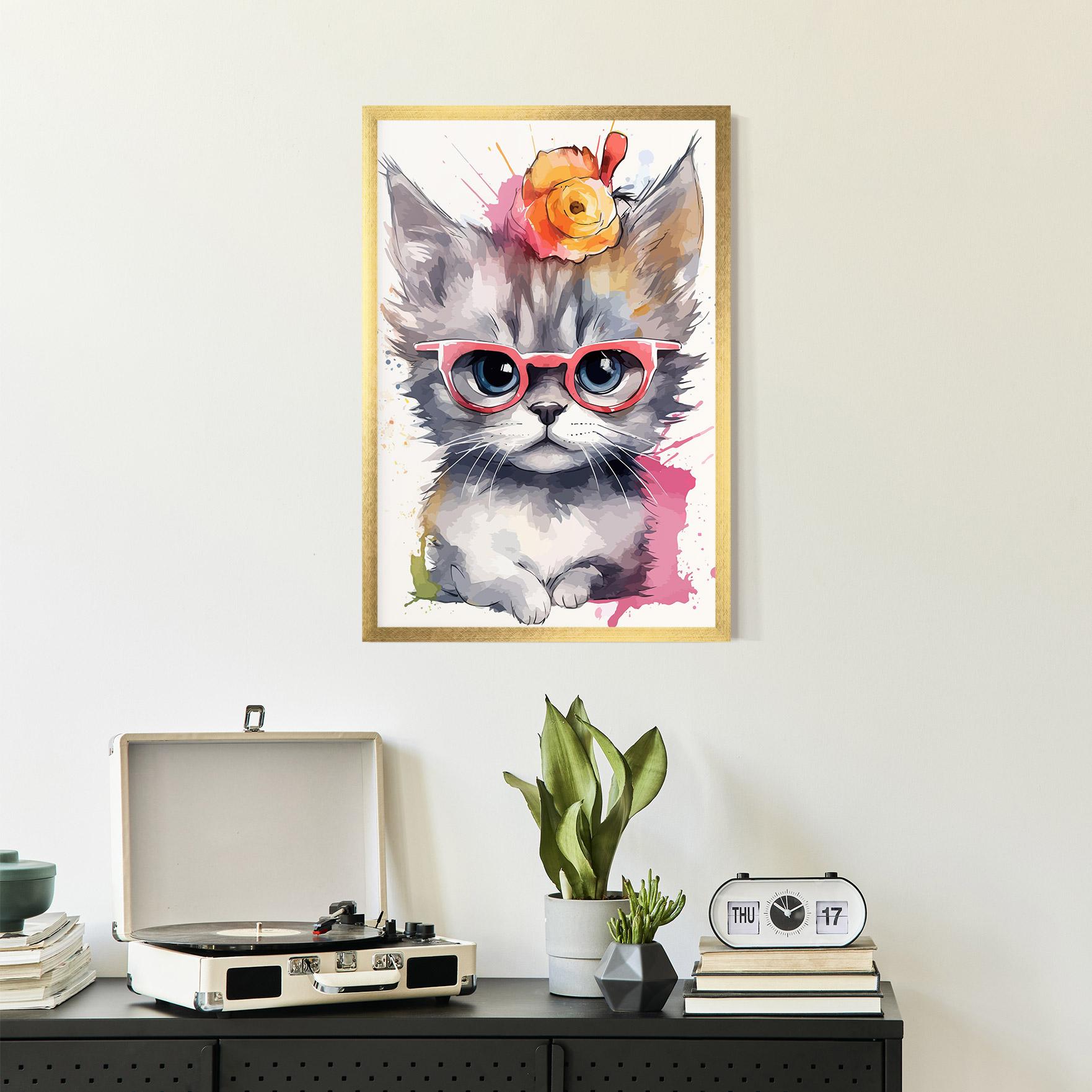 Plakat w Ramie Adorable Grey Cat mockup 2